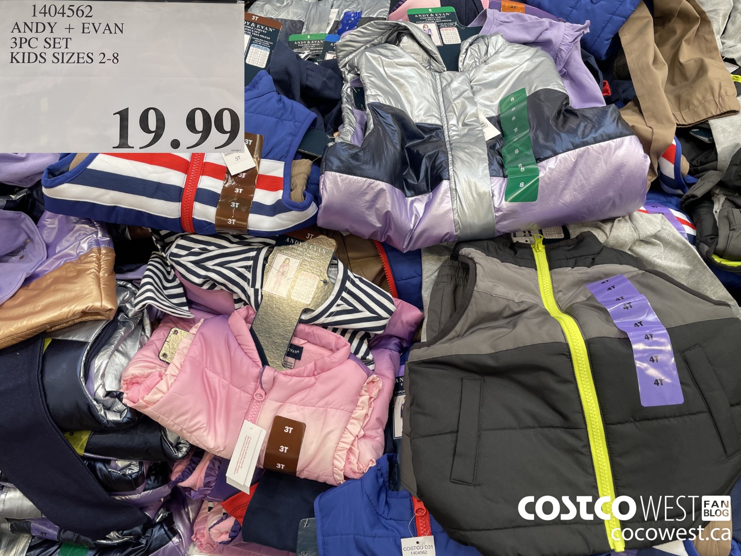 1404562 ANDY + EVAN 3PC SET KIDS SIZES 2-8 $19.99