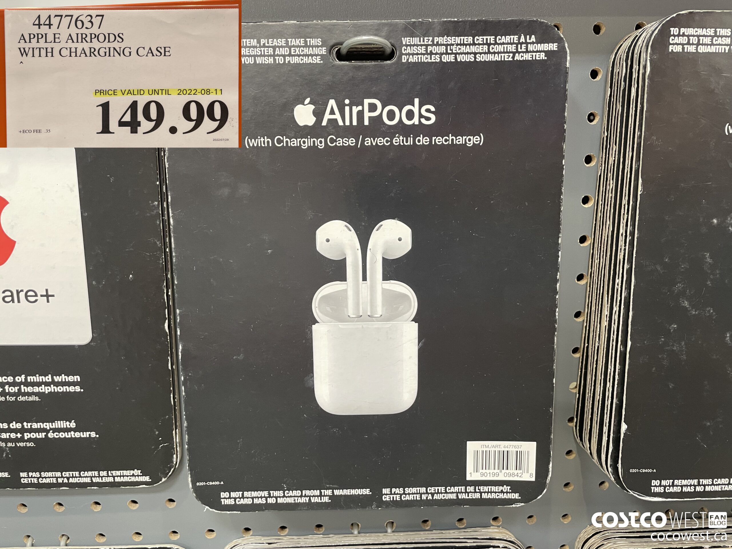 4477637 APPLE AIRPODS WITH CHARGING CASE (EXPIRES ON 2022-08-11) $149.99