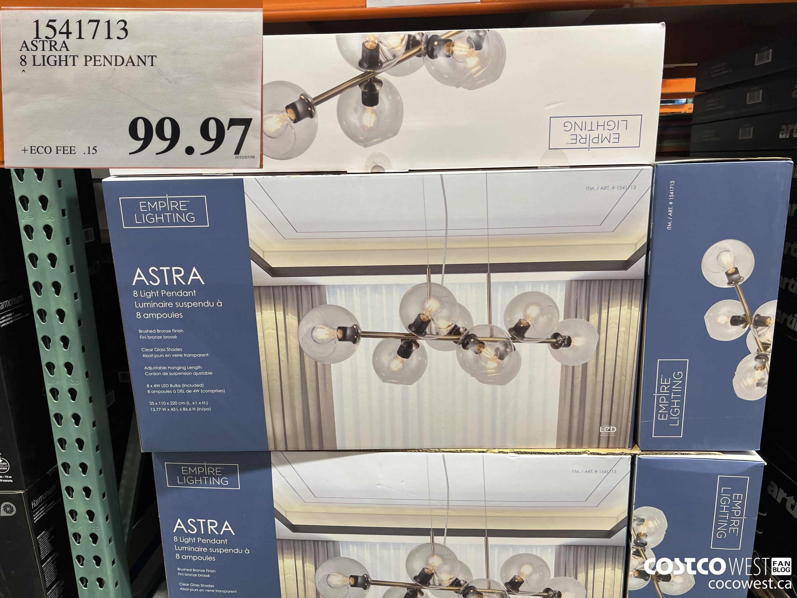 1541713 ASTRA 8 LIGHT PENDANT $99.97