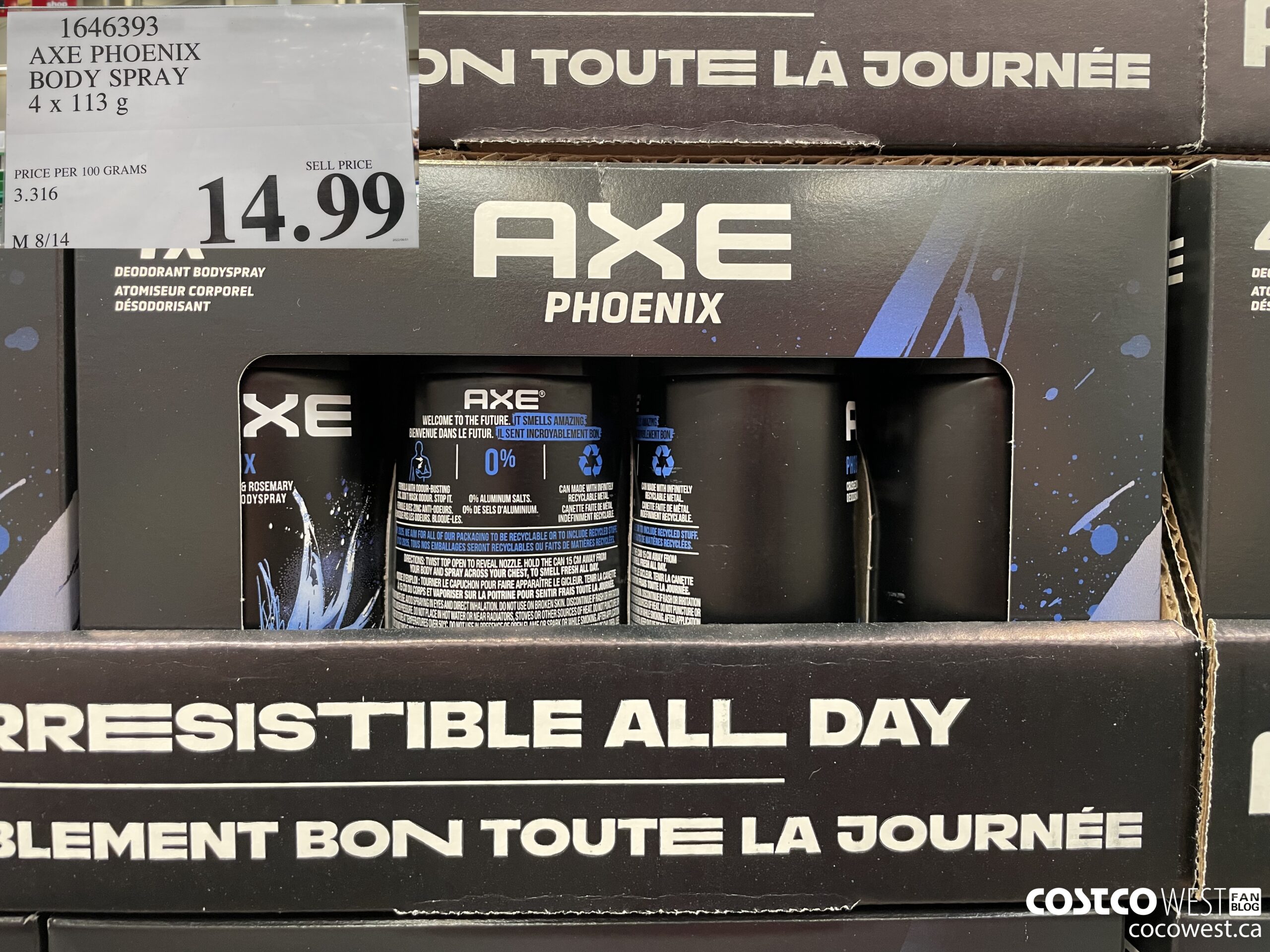 1646393 AXE PHOENIX BODY SPRAY 4 X 113 G $14.99