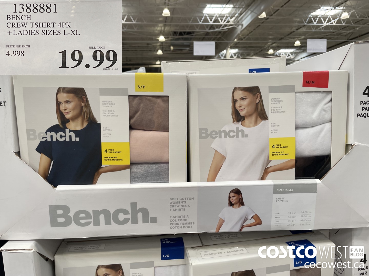 1388881 BENCH CREW TSHIRT 4PK LADIES SIZES L-XL $19.99