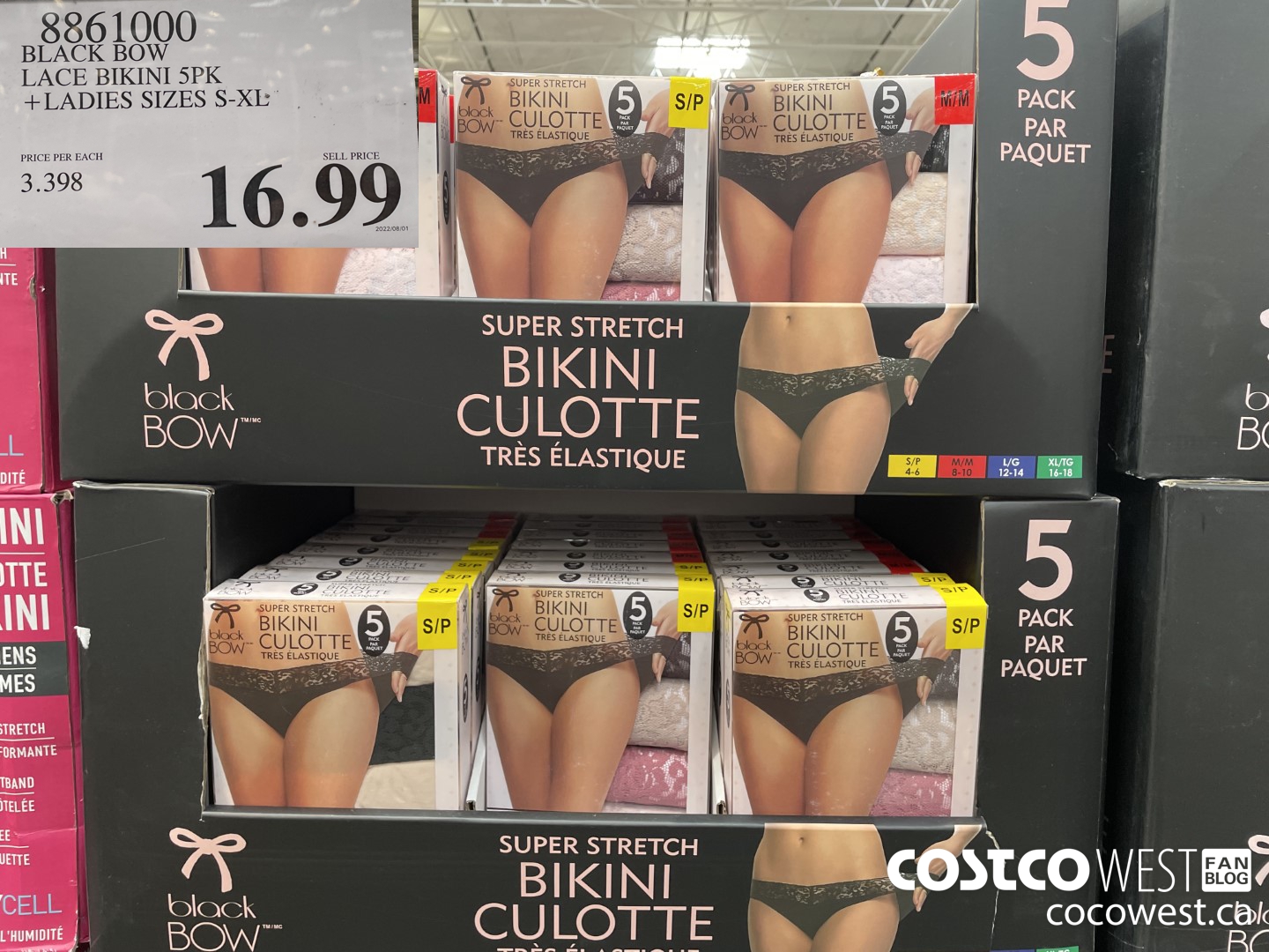 8861000 BLACK BOW LACE BIKINI 5PK LADIES SIZES S-XL $16.99