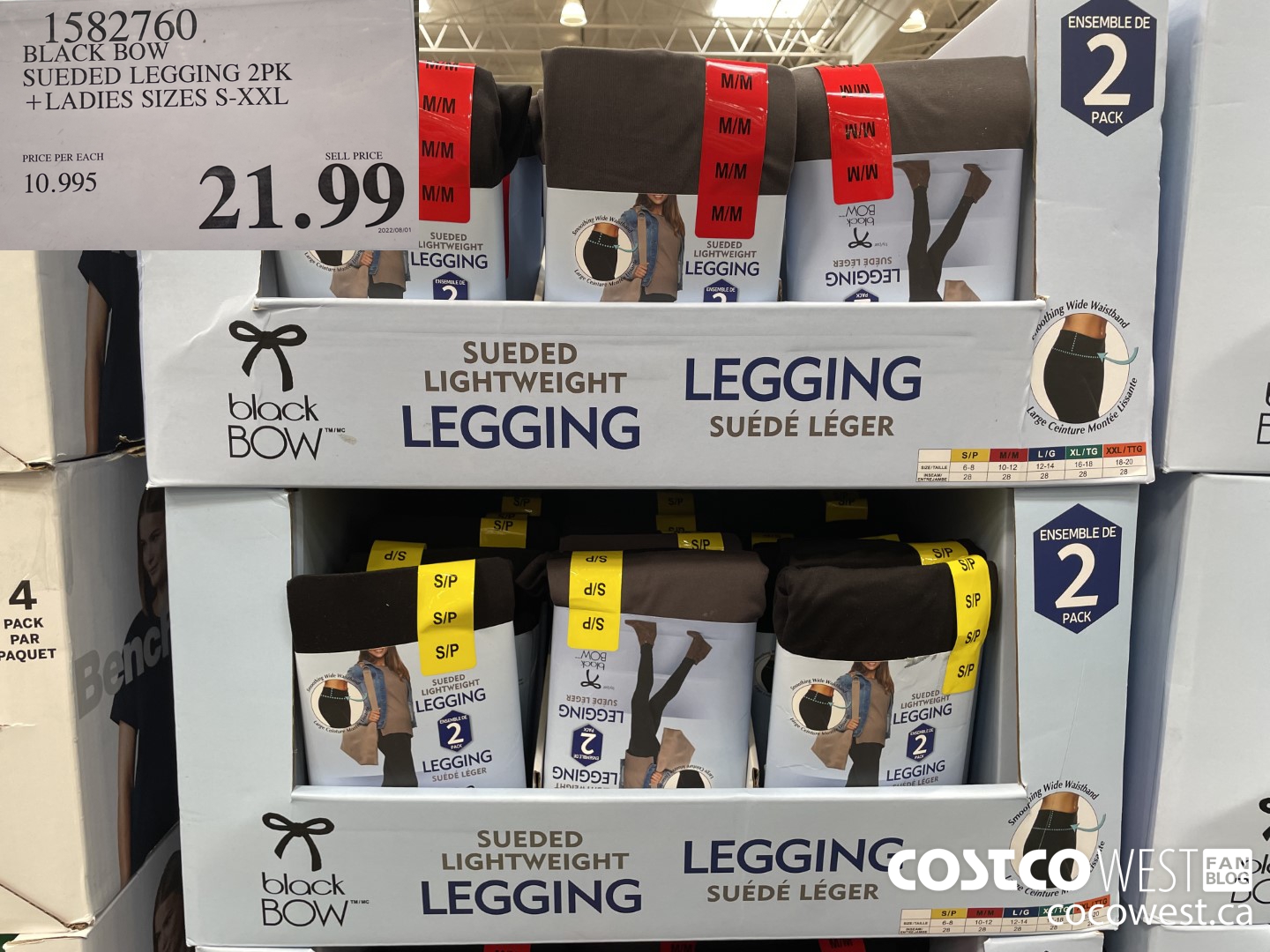 1582760 BLACK BOW SUEDED LEGGINGS 2PK LADIES SIZES S-XXL $21.99