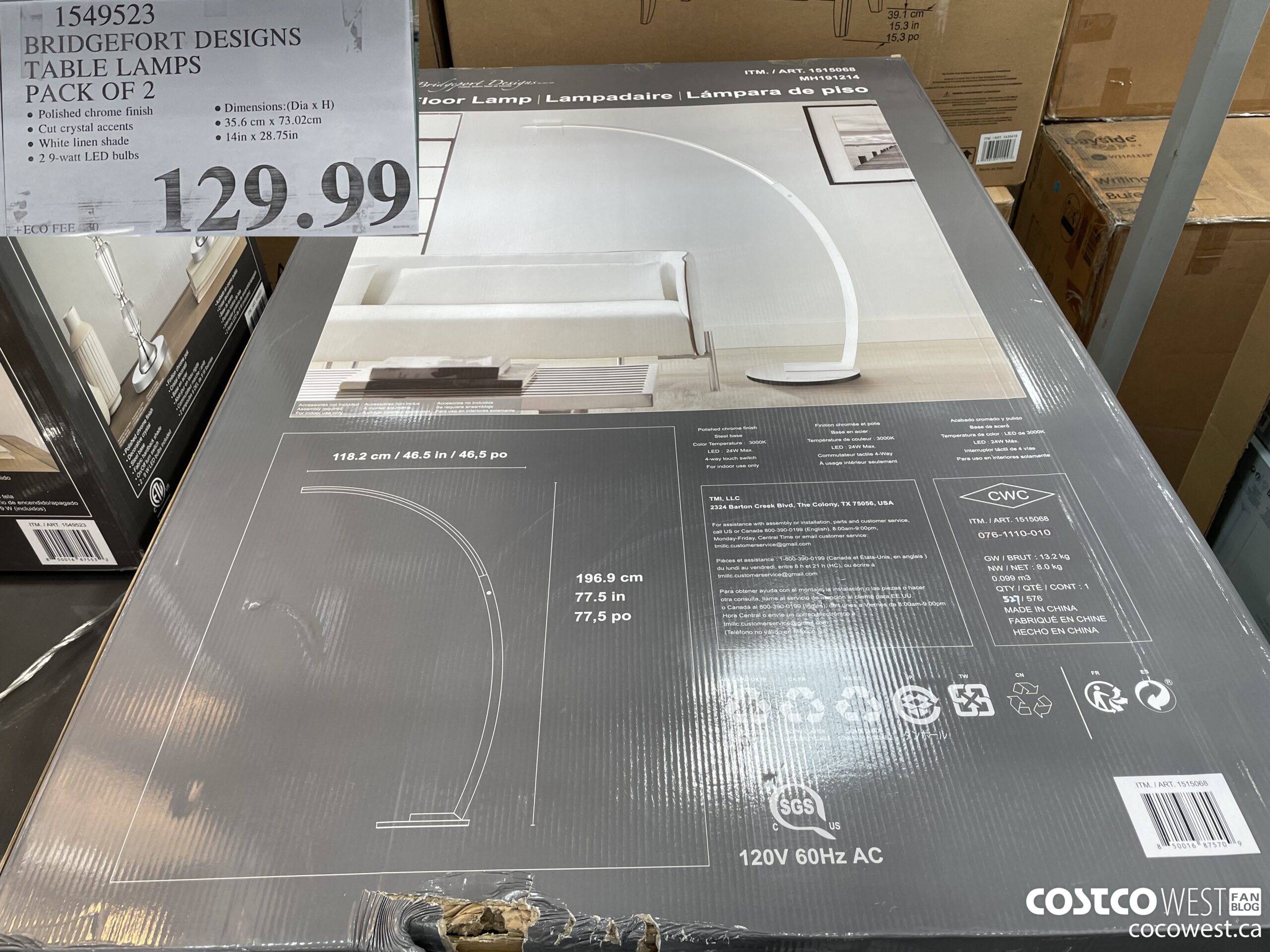 1549523 BRIDGEFORT DESIGNS TABLE LAMPS PACK OF 2 $129.99