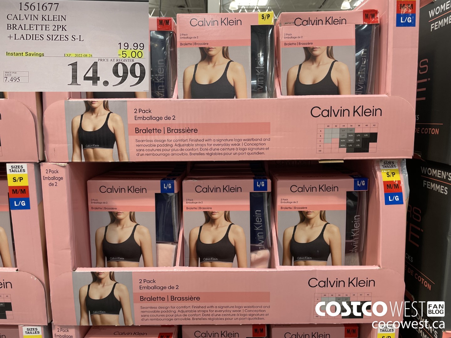 1561677 CALVIN KLEIN BRALETTE 2PK LADIES SIZES S-L  ($5.00 INSTANT SAVINGS EXPIRES ON 2022-08-28) $14.99