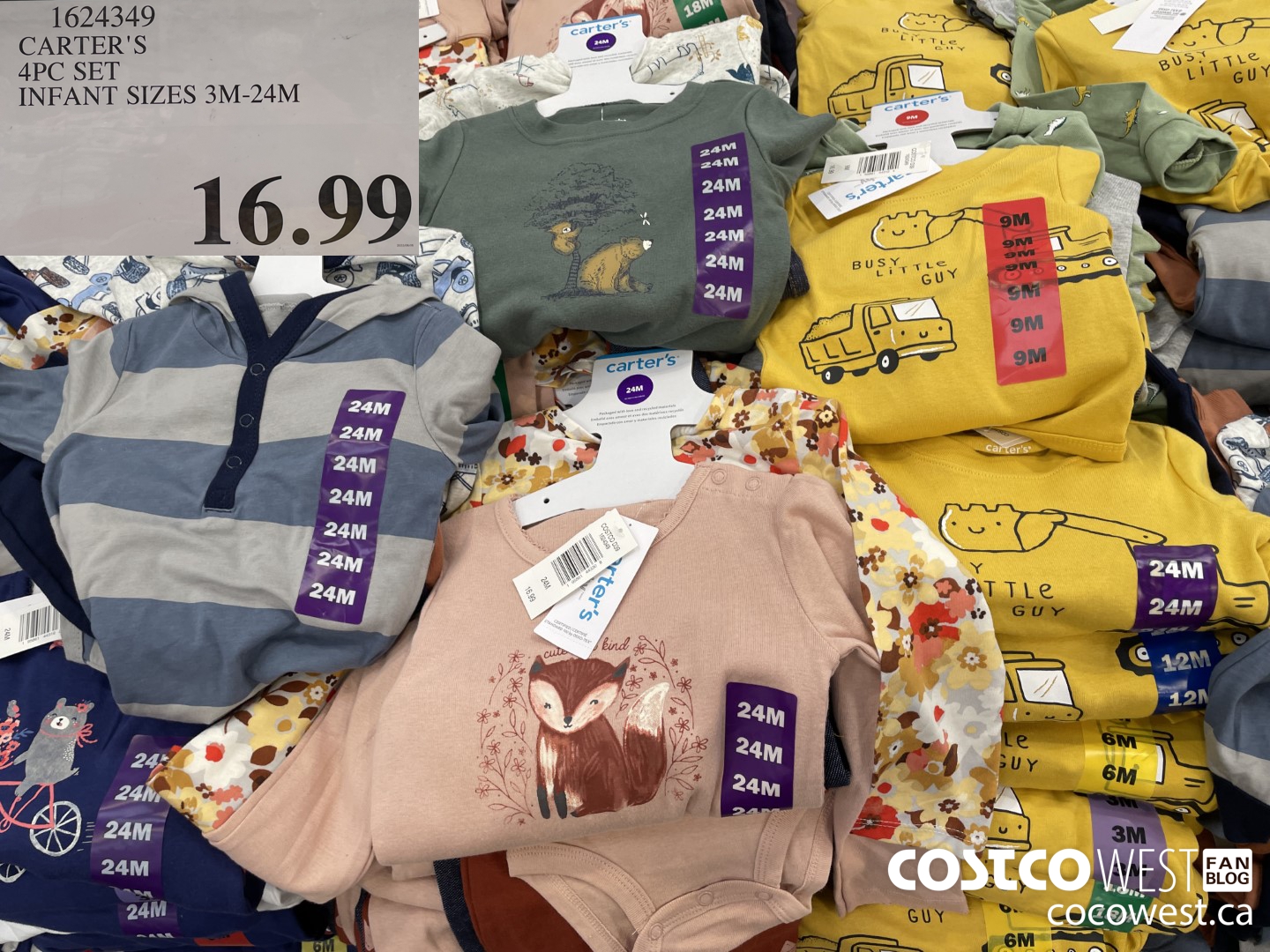 1624349 CARTER'S 4PC SET INFANT SIZES 3M-24M  $16.99