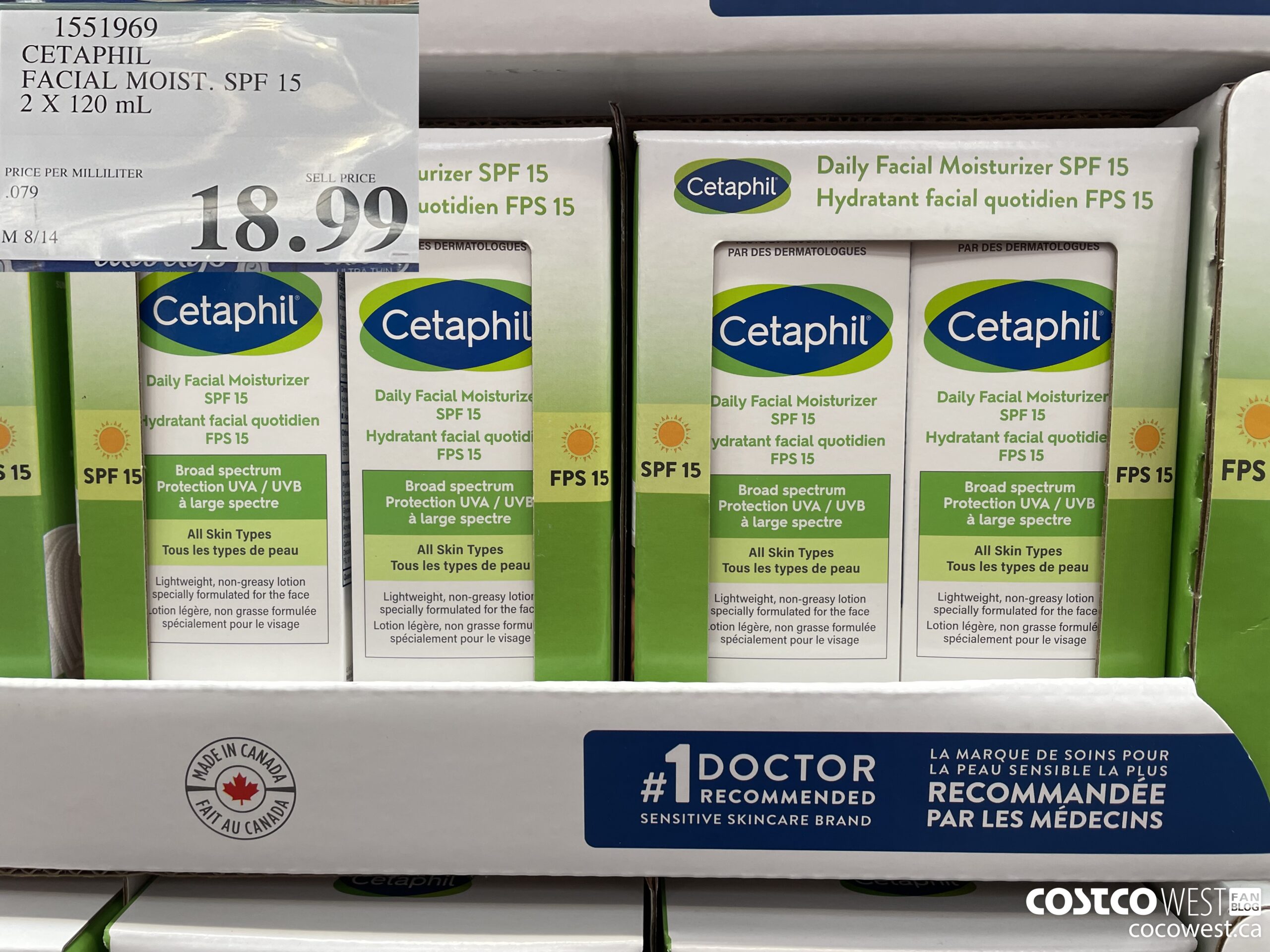 1551969 CETAPHIL FACIAL MOIST. SPF 15 2 X 120 ML $18.99