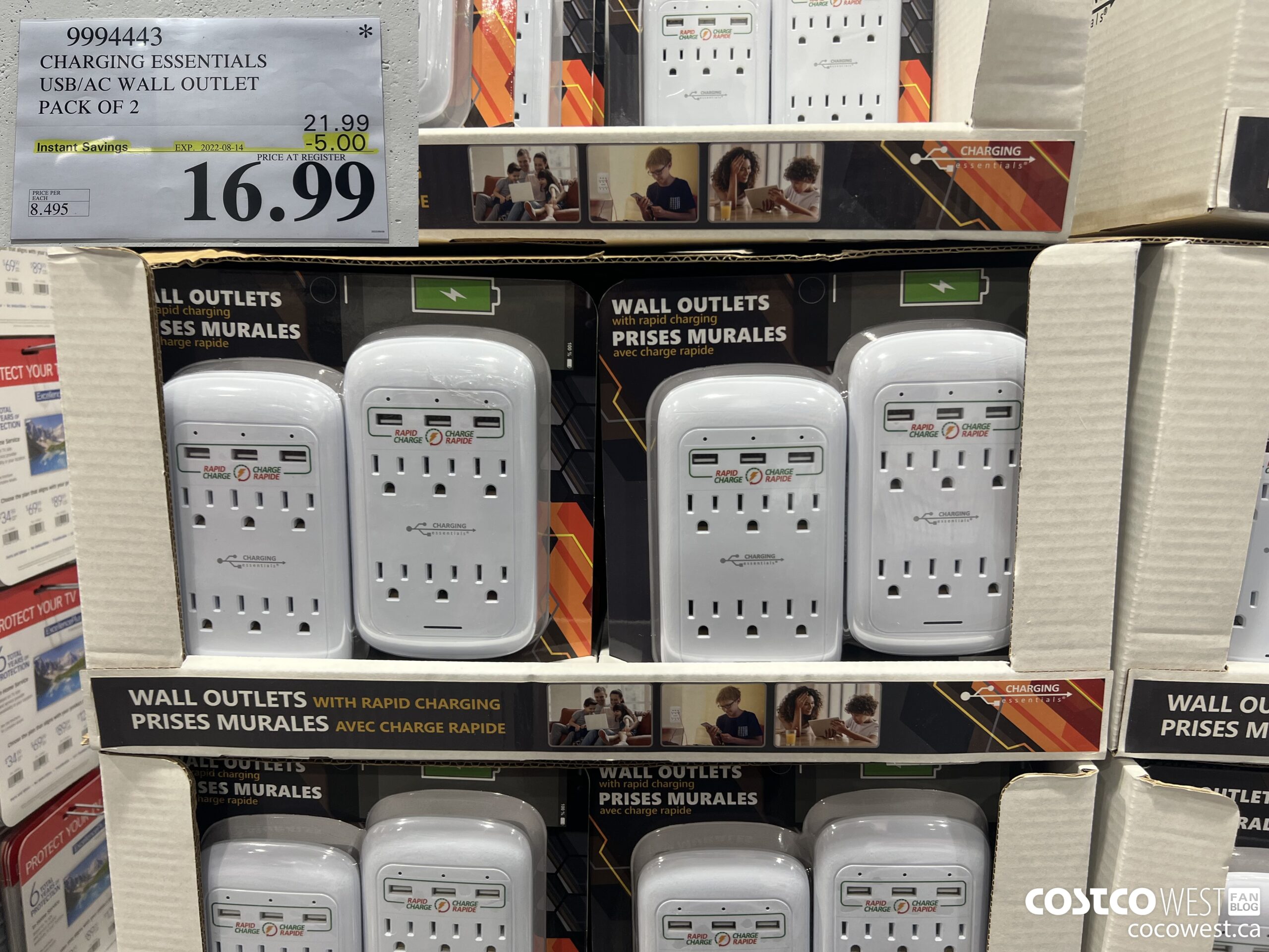 9994443 CHARGING ESSENTIALS USB/AC WALL OUTLET PACK OF 2  ($5.00 INSTANT SAVINGS EXPIRES ON 2022-08-14) $16.99