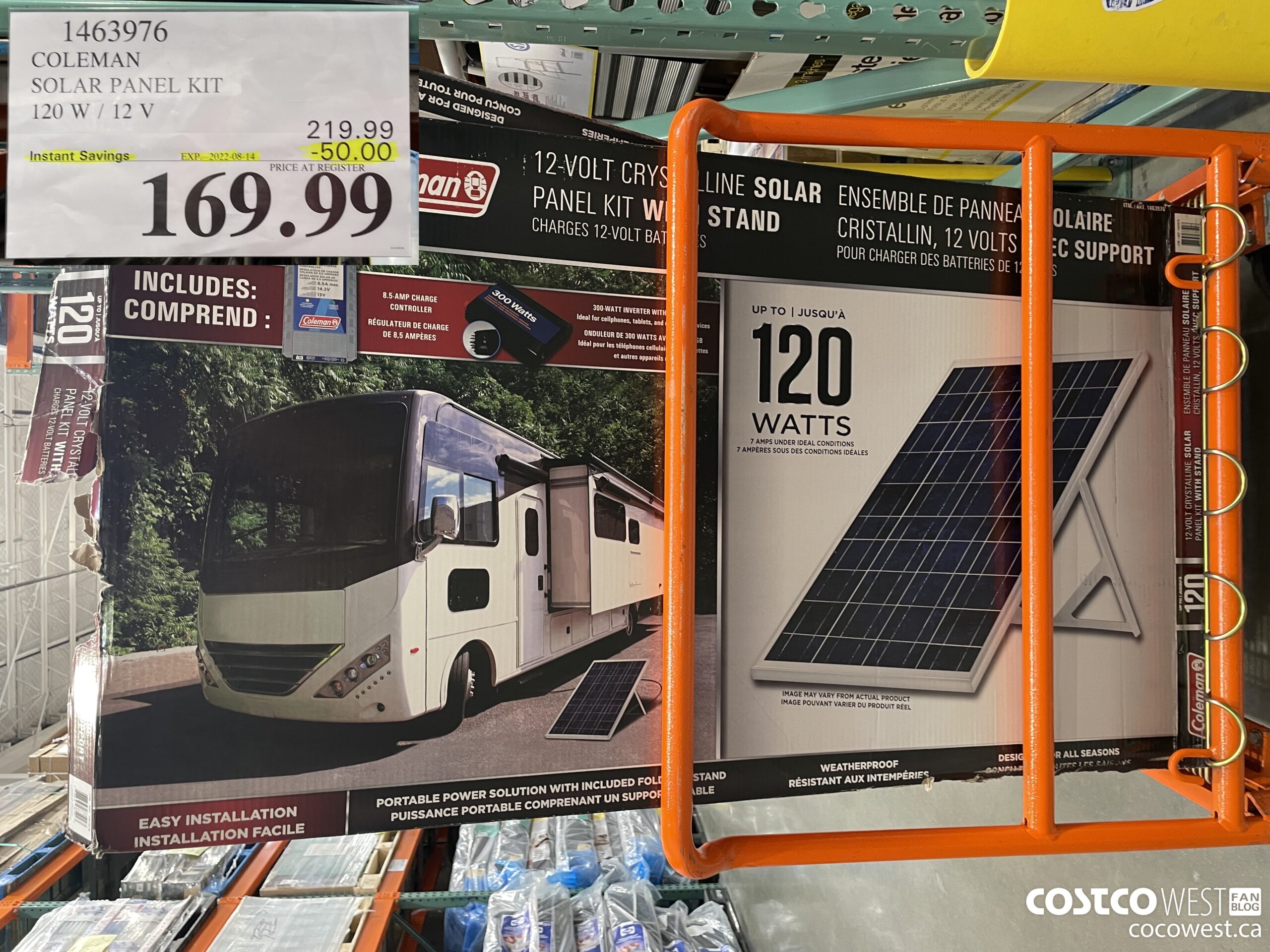 1463976 COLEMAN SOLAR PANEL KIT 120 W / 12 V ($50.00 INSTANT SAVINGS EXPIRES ON 2022-08-14) $169.99