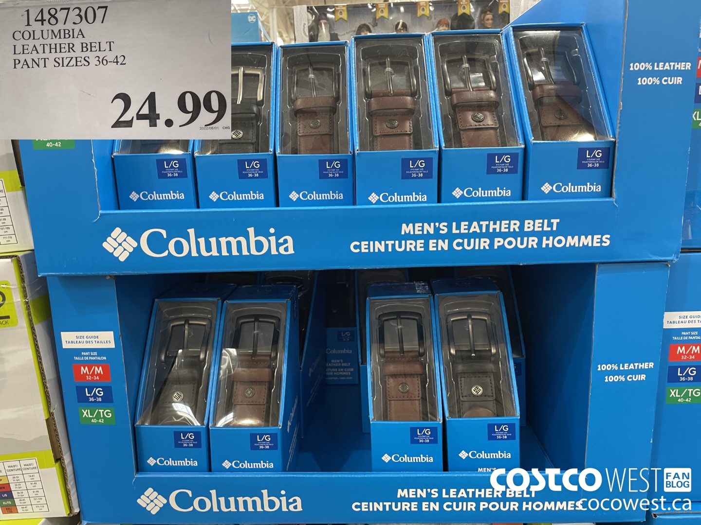 1487307 COLUMBIA LEATHER BELT PANT SIZES 36-42  $24.99