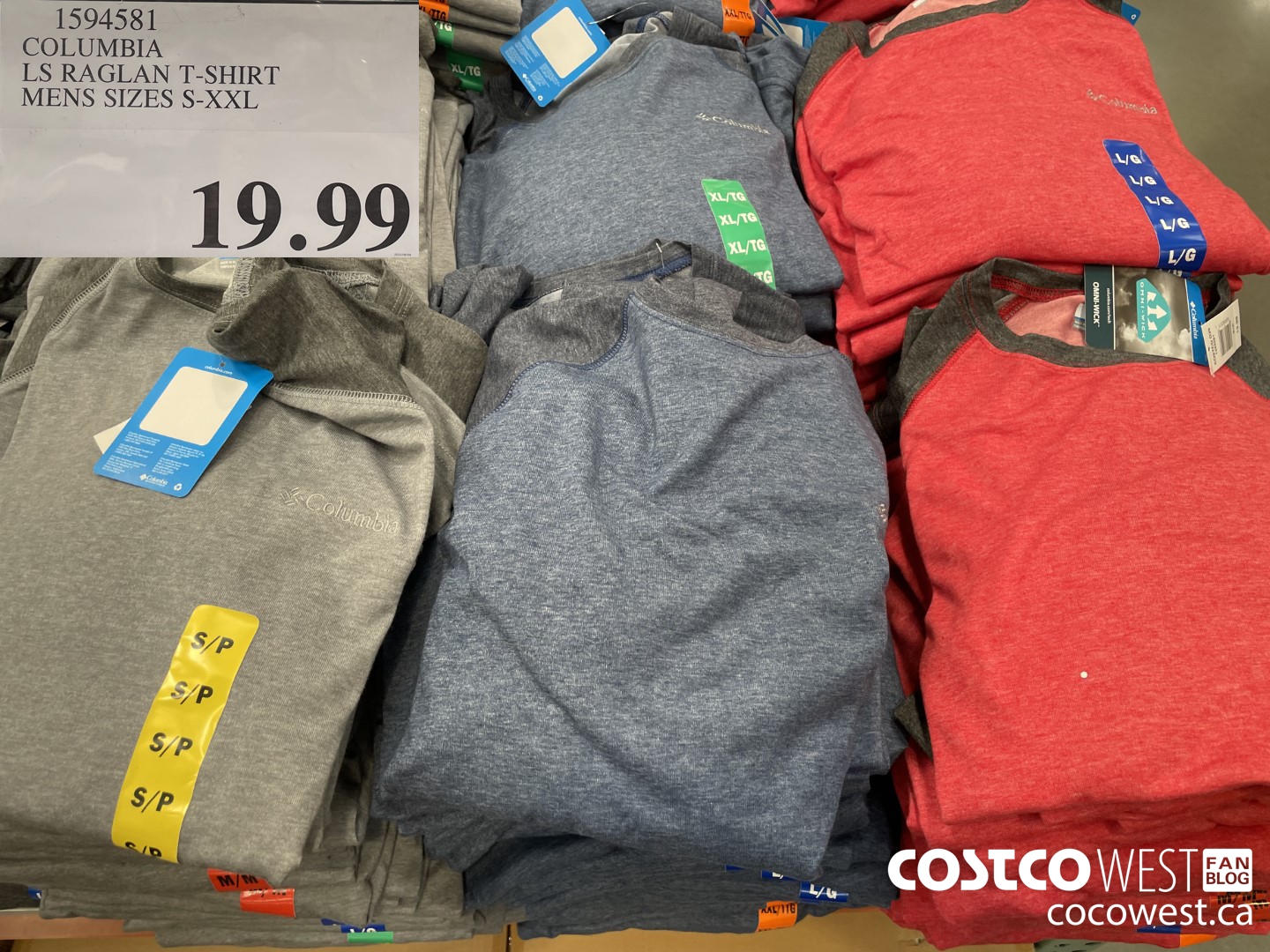 1594581 COLUMBIA LS RAGLAN T-SHIRT MENS SIZES S-XXL  $19.99