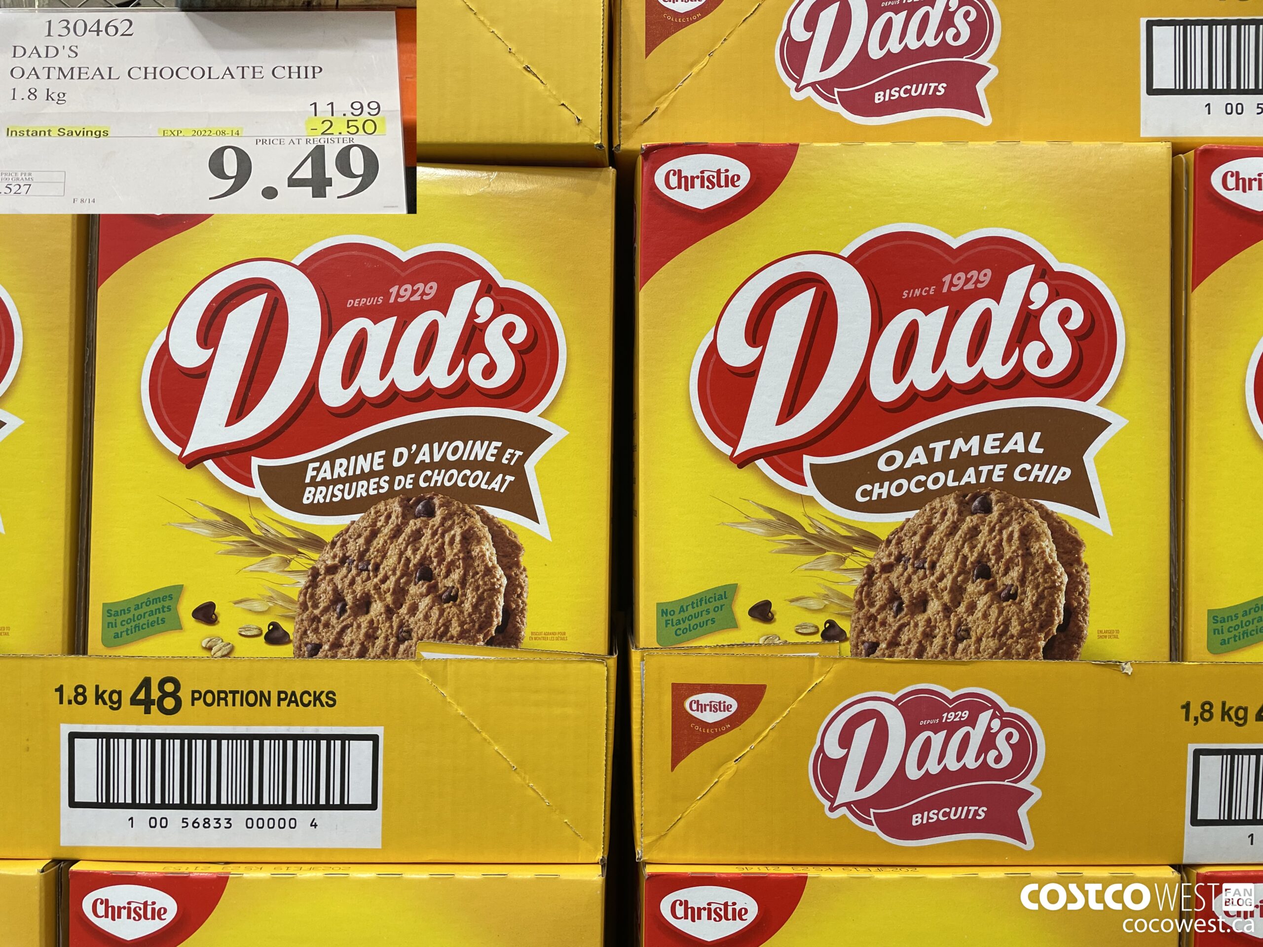 130462 DAD'S OATMEAL CHOCOLATE CHIP 1.8 KG ($2.50 INSTANT SAVINGS EXPIRES ON 2022-08-14) $9.49