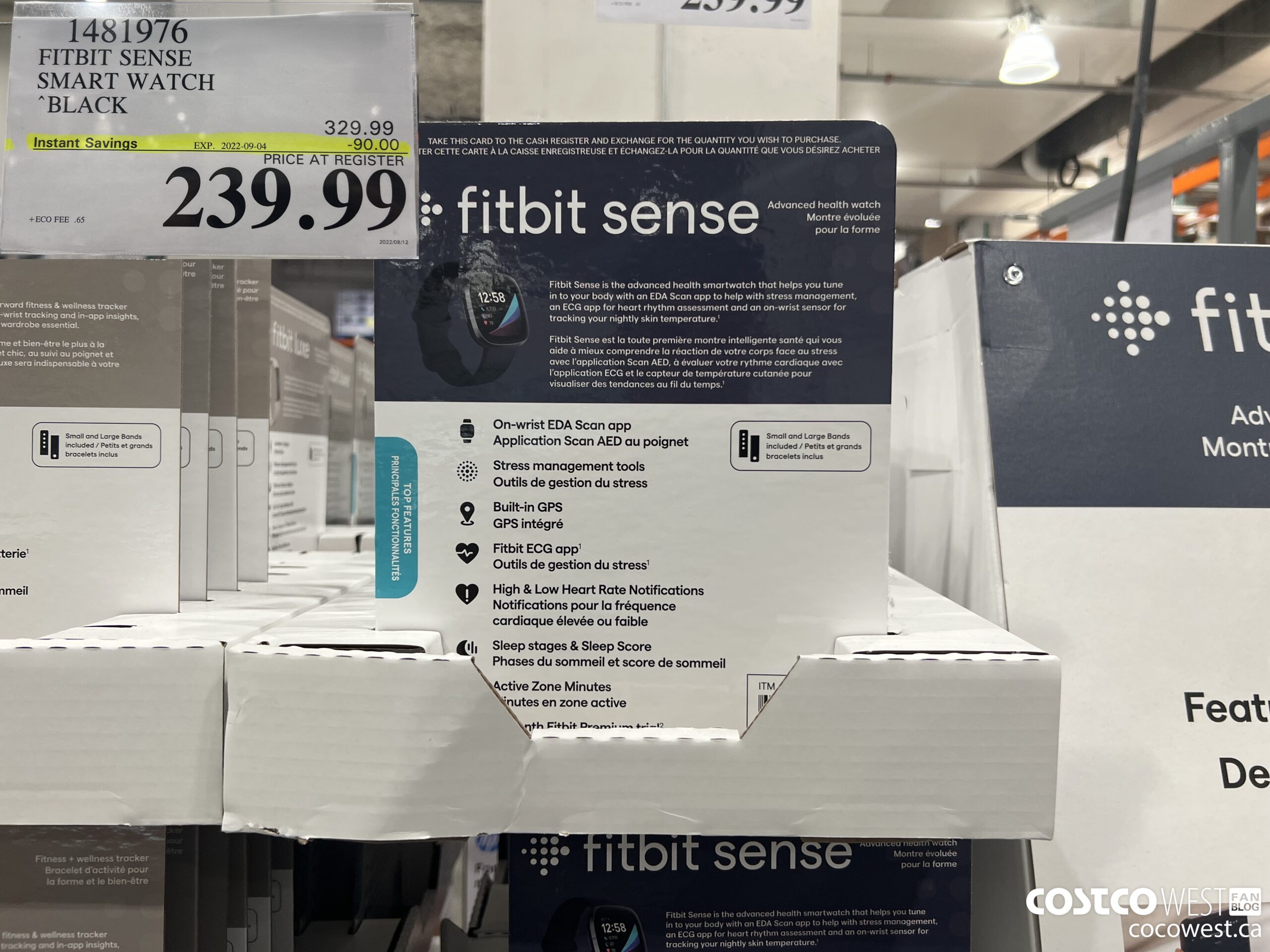 1481976 FITBIT SENSE SMART WATCH BLACK ($90.00 INSTANT SAVINGS EXPIRES ON 2022-09-04) $239.99