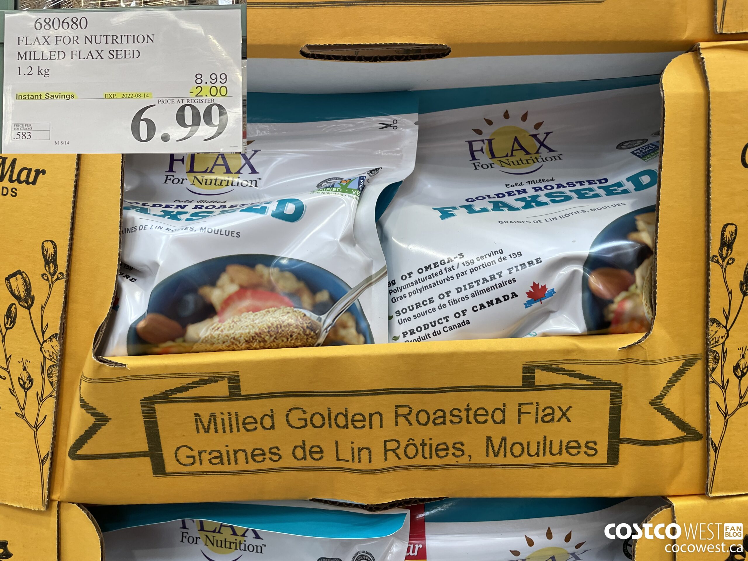 680680 FLAX FOR NUTRITION MILLED FLAX SEED 1.2 KG ($2.00 INSTANT SAVINGS EXPIRES ON 2022-08-14) $6.99