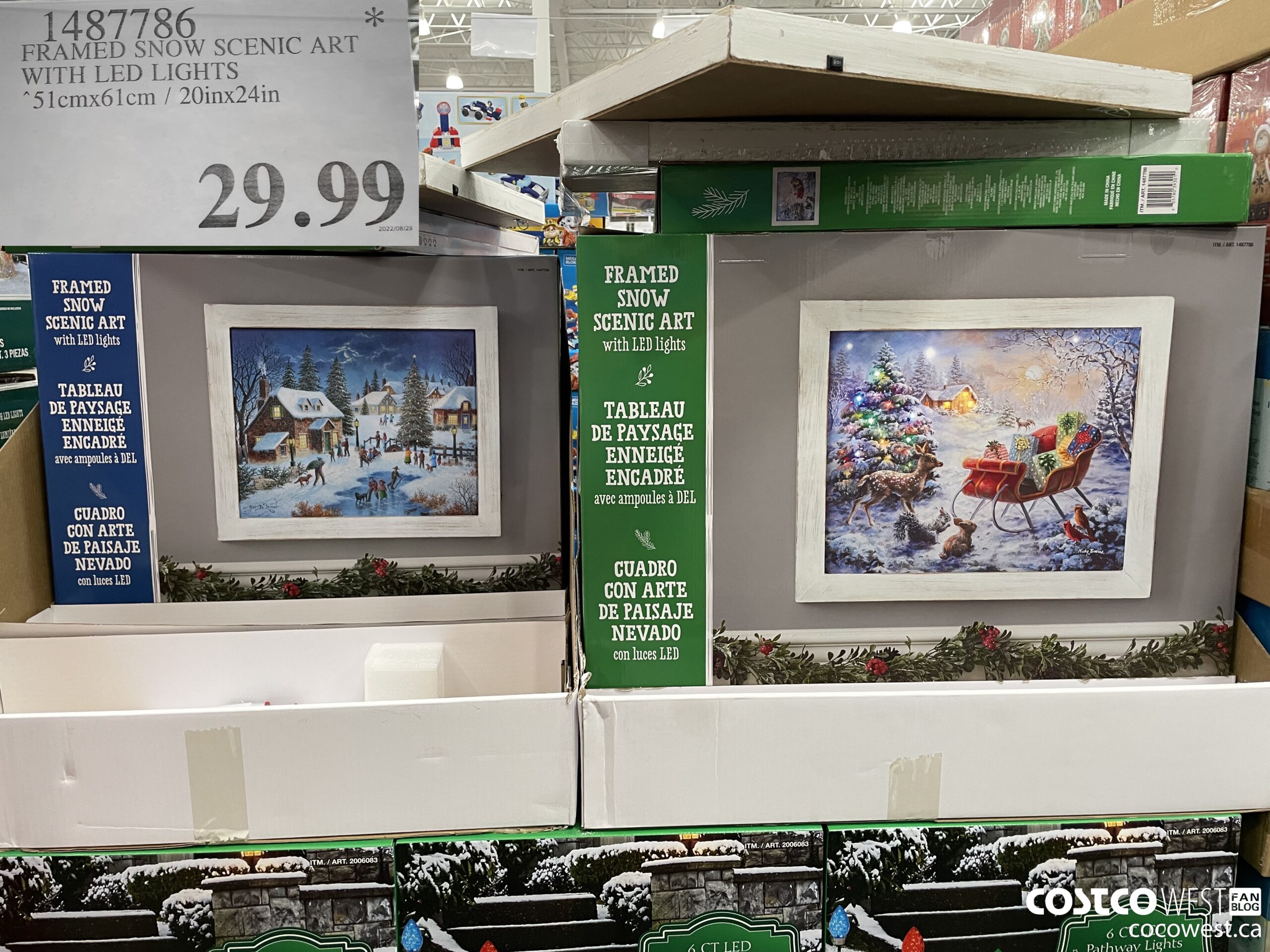 1487786 FRAMED SNOW SCENIC ART WITH LED LIGHTS  51CMX61CM / 20INX24IN $29.99