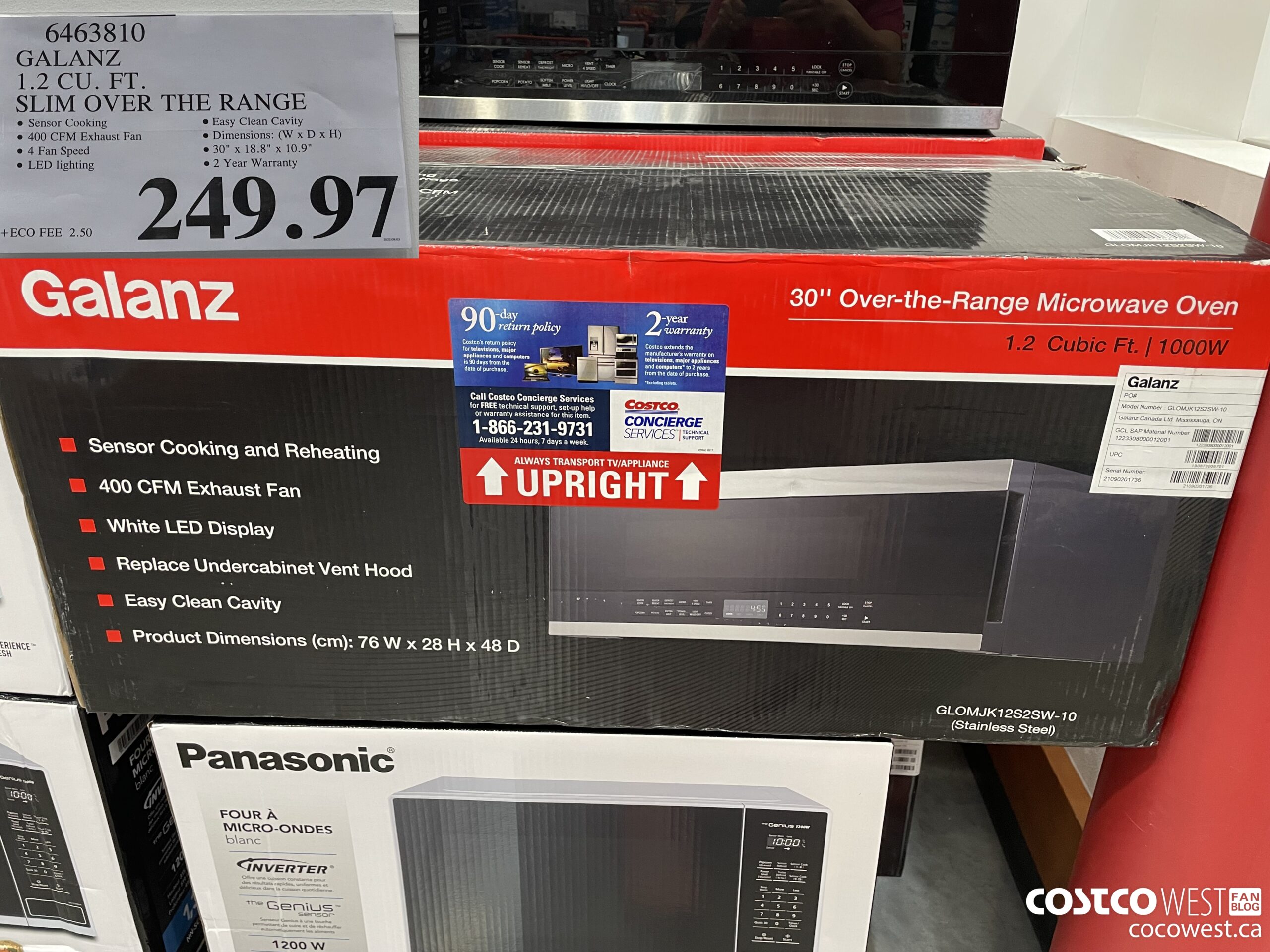 6463810 GALANZ 1.2 CU. FT., SLIM OVER THE RANGE  $249.97