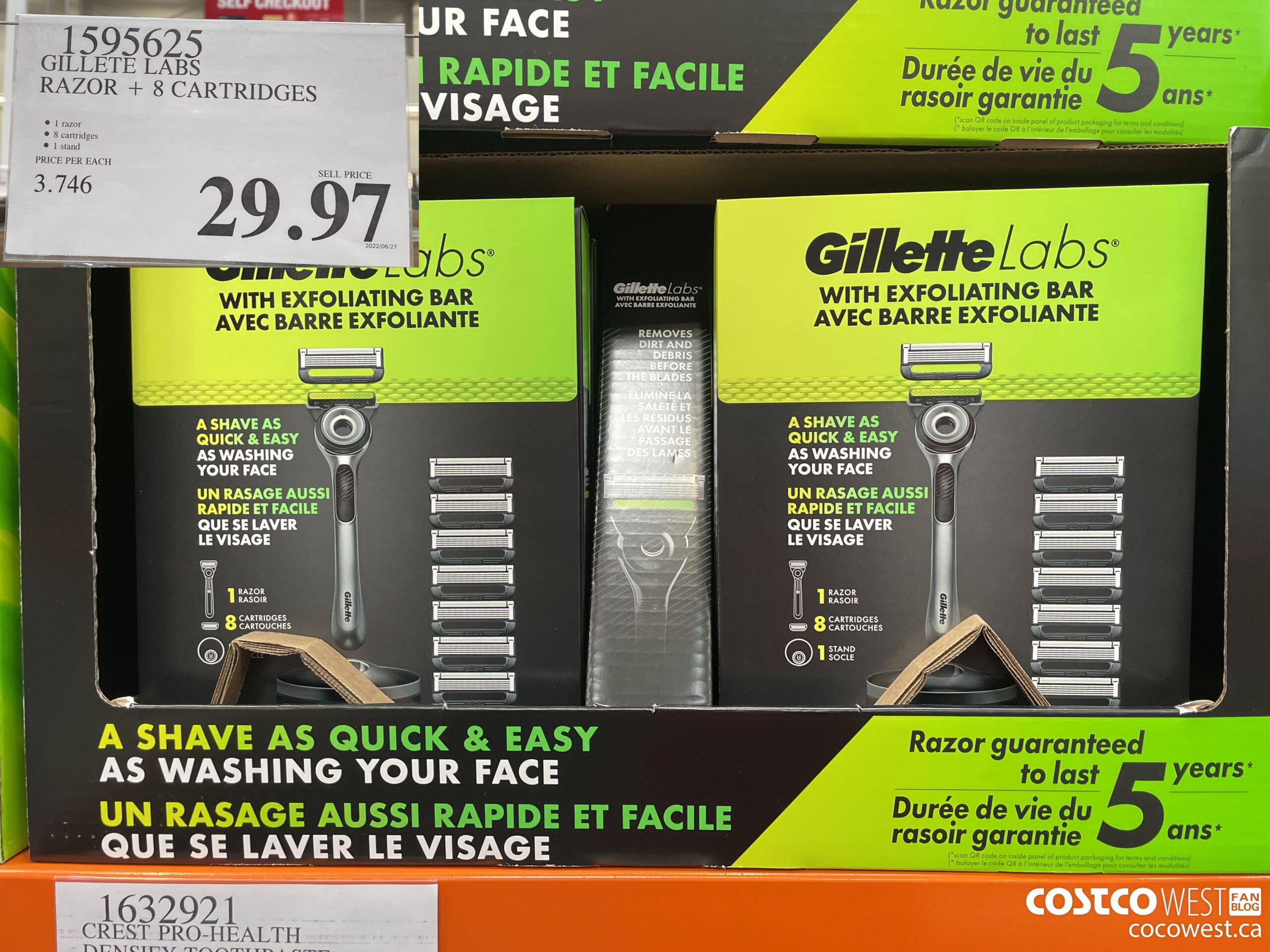 1595625 GILLETE LABS RAZOR + 8 CARTRIDGES $29.97