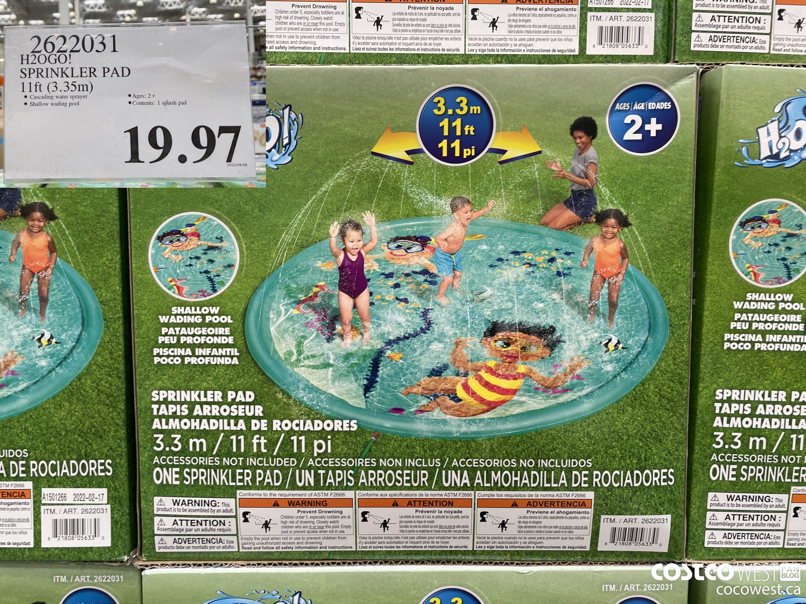 2622031 H20GO! SPRINKLER PAD 11FT (3.35M) $19.97