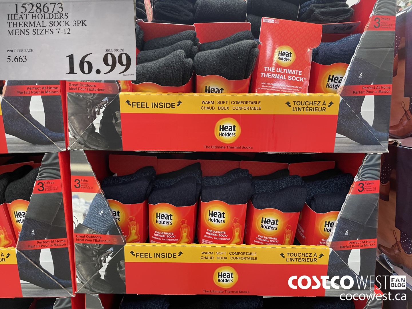 1528673 HEAT HOLDERS THERMAL SOCK 3PK MENS SIZES 7-12 $16.99