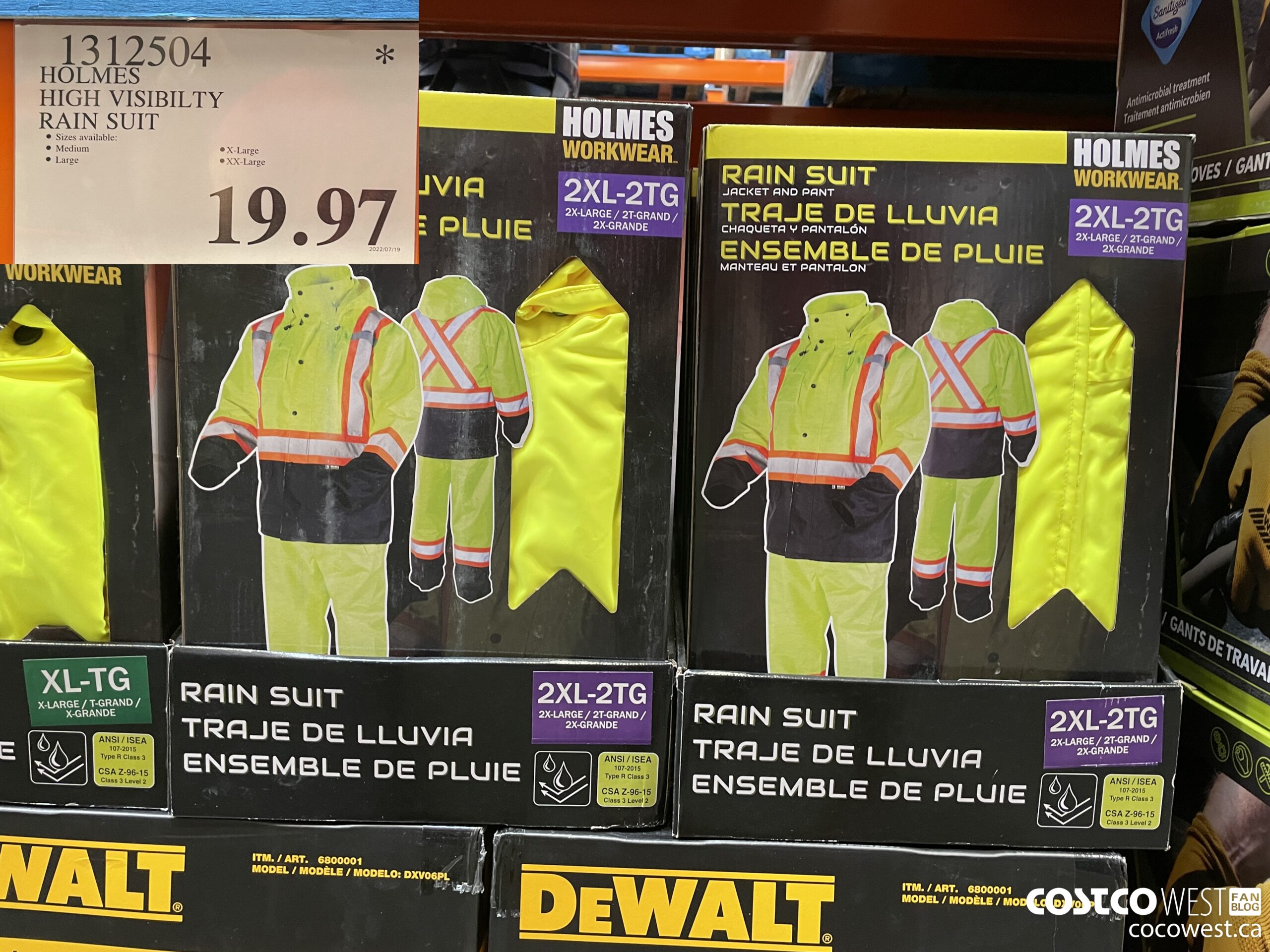 1312504 HOLMES HIGH VISIBILITY RAIN SUIT $19.97