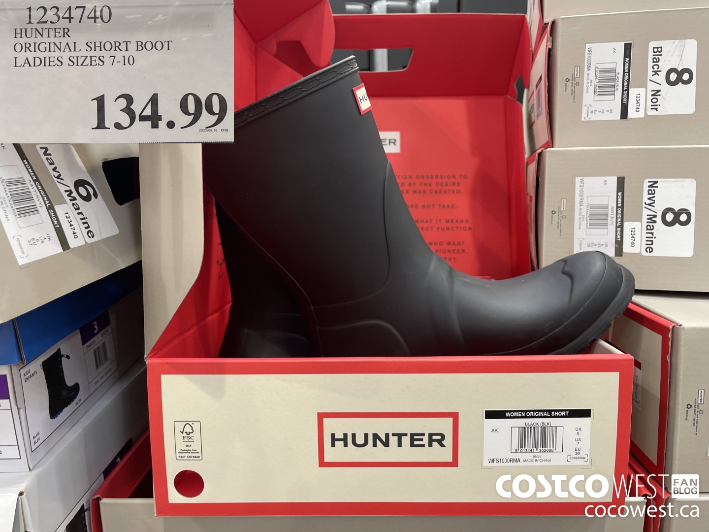 1234740 HUNTER ORIGINAL SHORT BOOT LADIES SIZES 7-10 $134.99