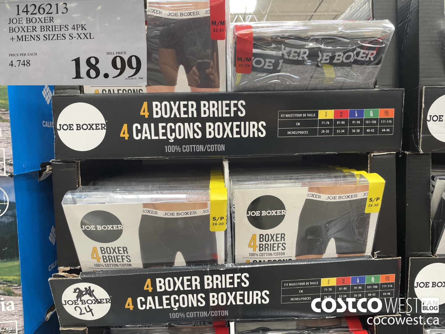 1426213 JOE BOXER BOXER BRIEFS 4PK MENS SIZES S-XXL $18.99