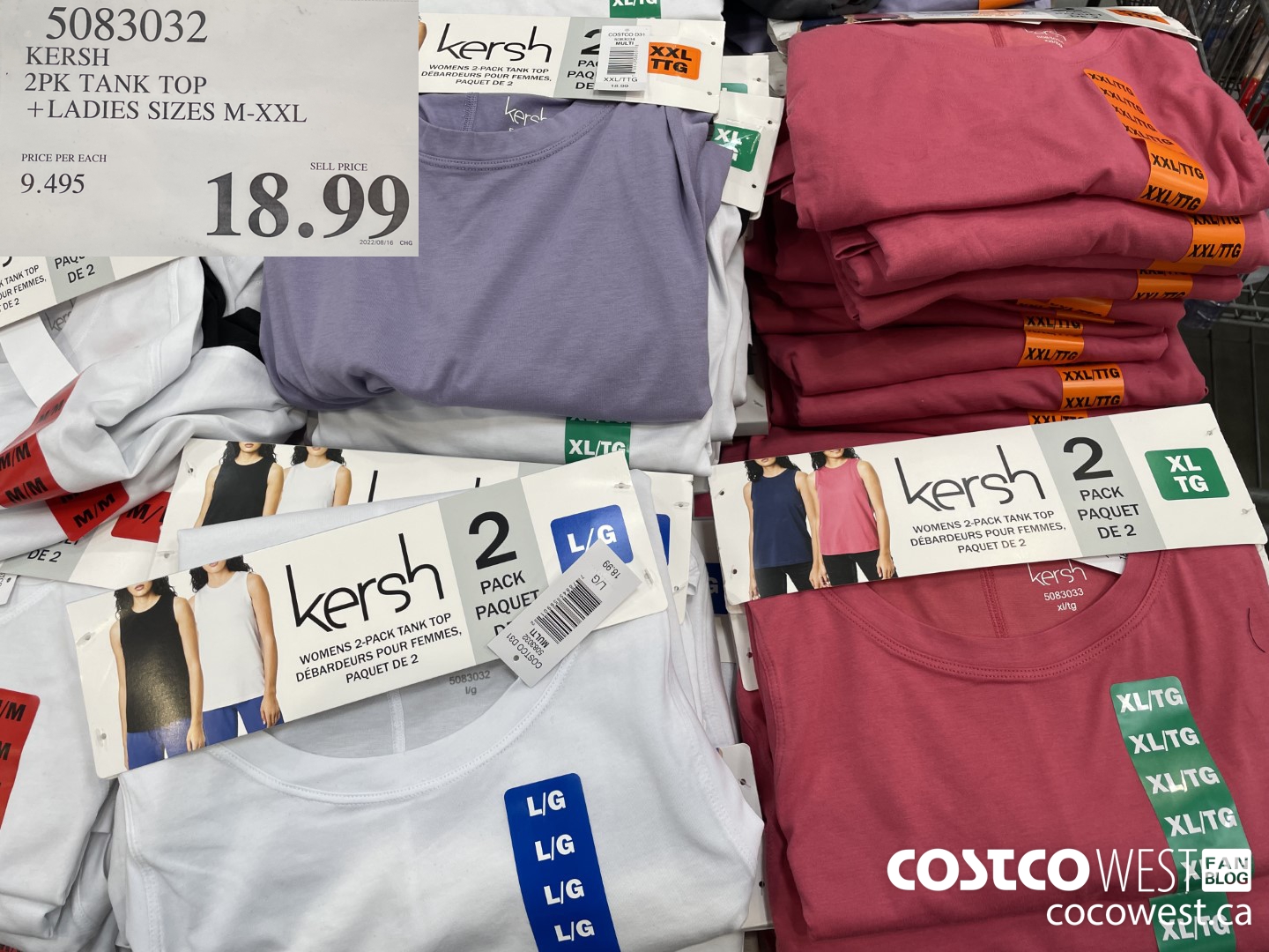 5083032 KERSH 2PK TANK TOP LADIES SIZES M-XXL  $18.99