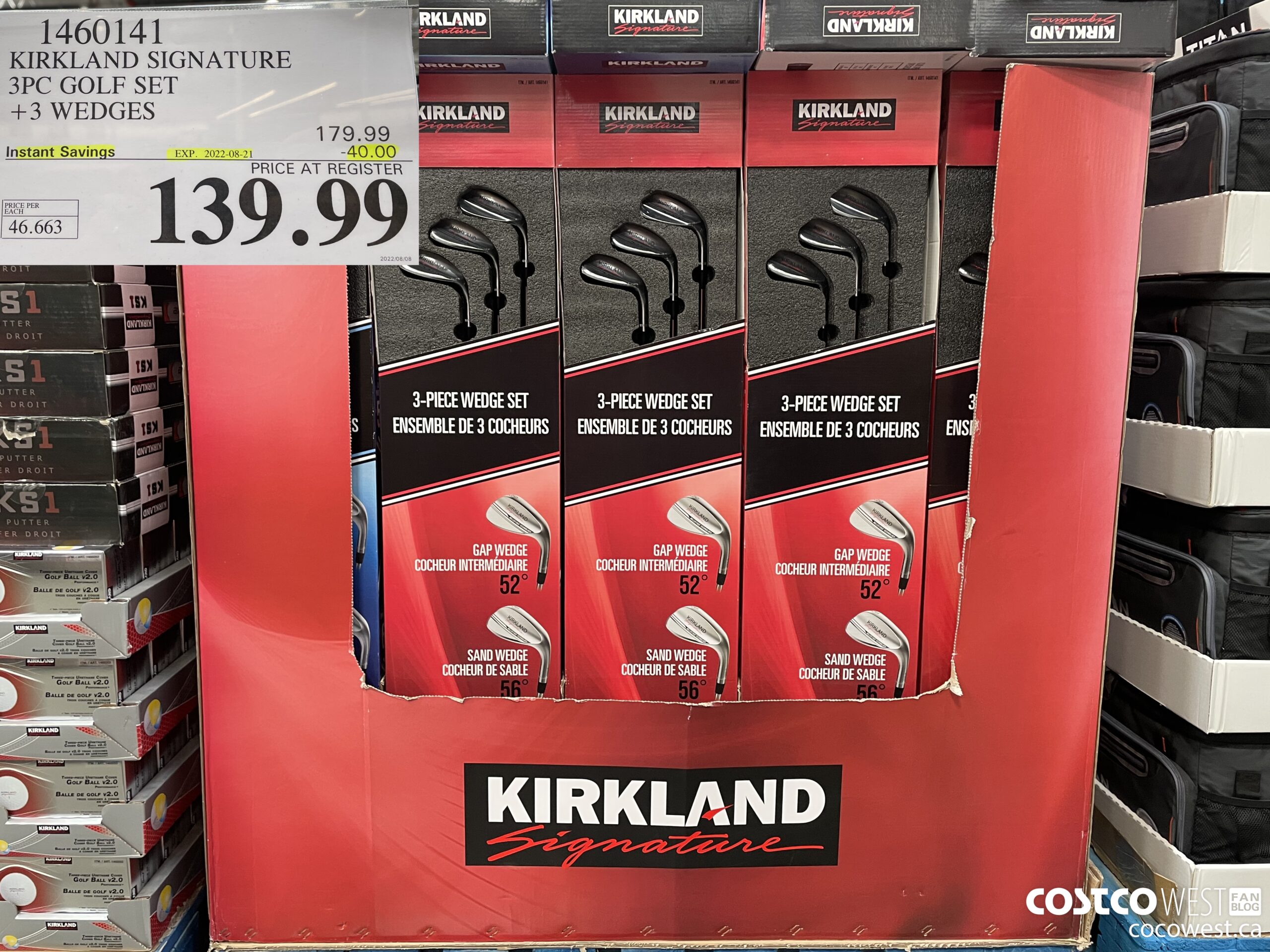 1460141 KIRKLAND SIGNATURE 3PC GOLF SET + 3 WEDGES ($40.00 INSTANT SAVINGS EXPIRES ON 2022-08-21) $139.99