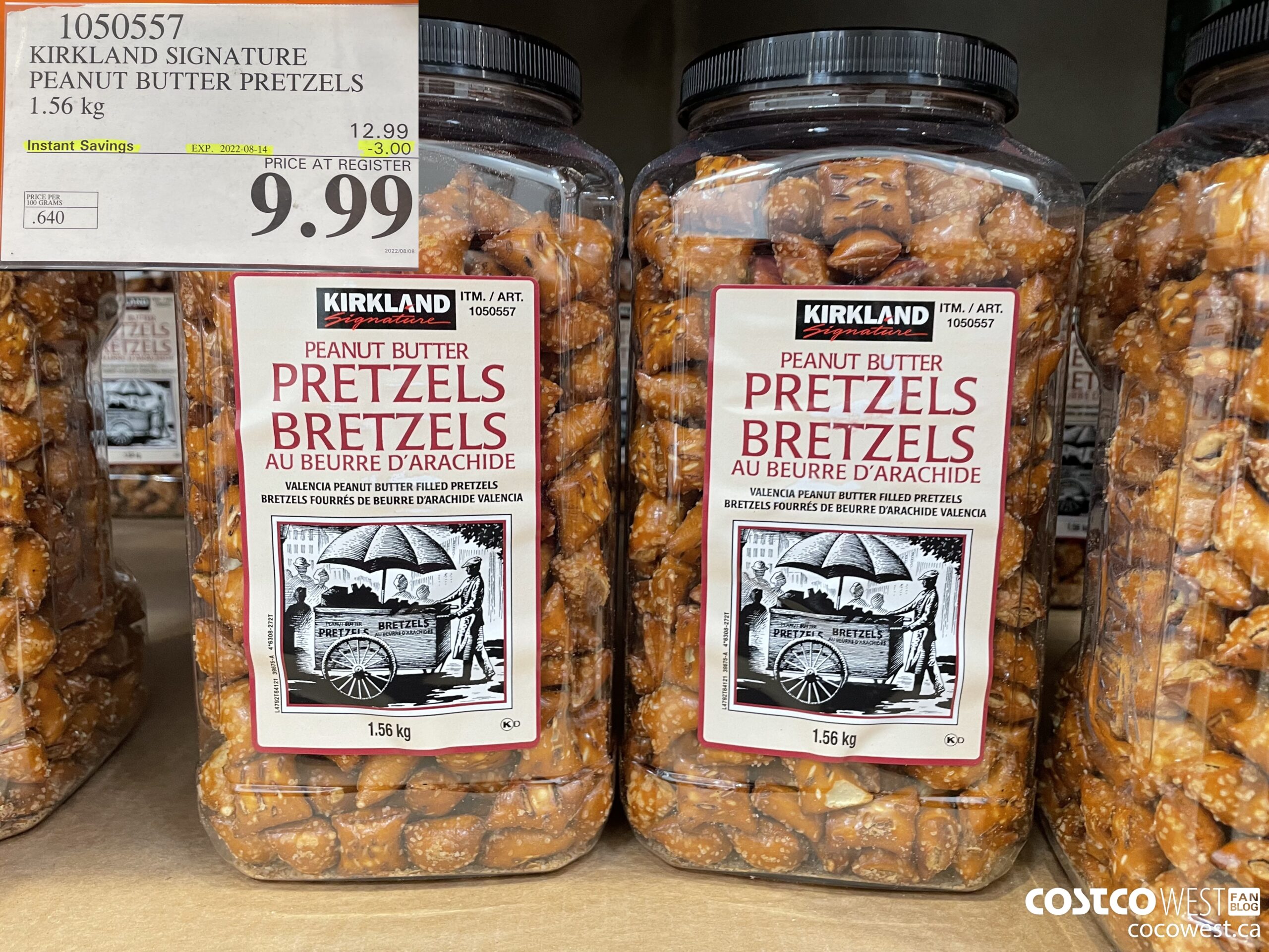 1050557 KIRKLAND SIGNATURE PEANUT BUTTER PRETZELS 1.56 KG ($3.00 INSTANT SAVINGS EXPIRES ON 2022-08-14) $9.99