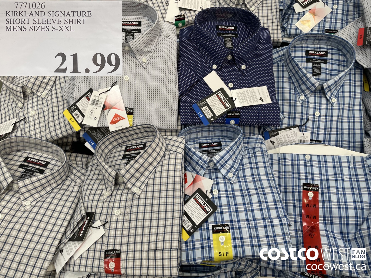 7771026 KIRKLAND SIGNATURE SHORT SLEEVE SHIRT MENS SIZES S-XXL $21.99