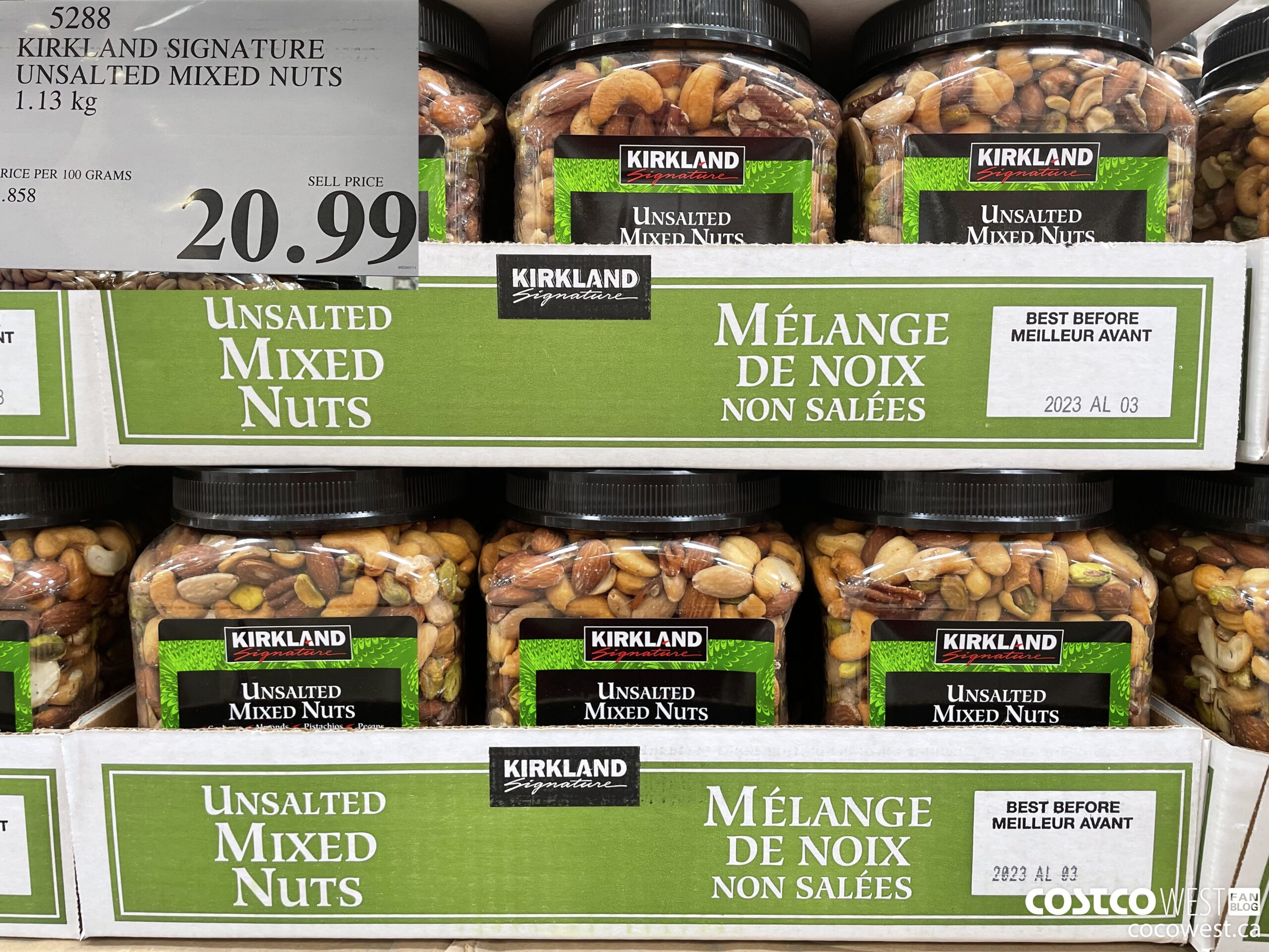 Kirkland Signature Unsalted Mixed Nuts 1.13 kg