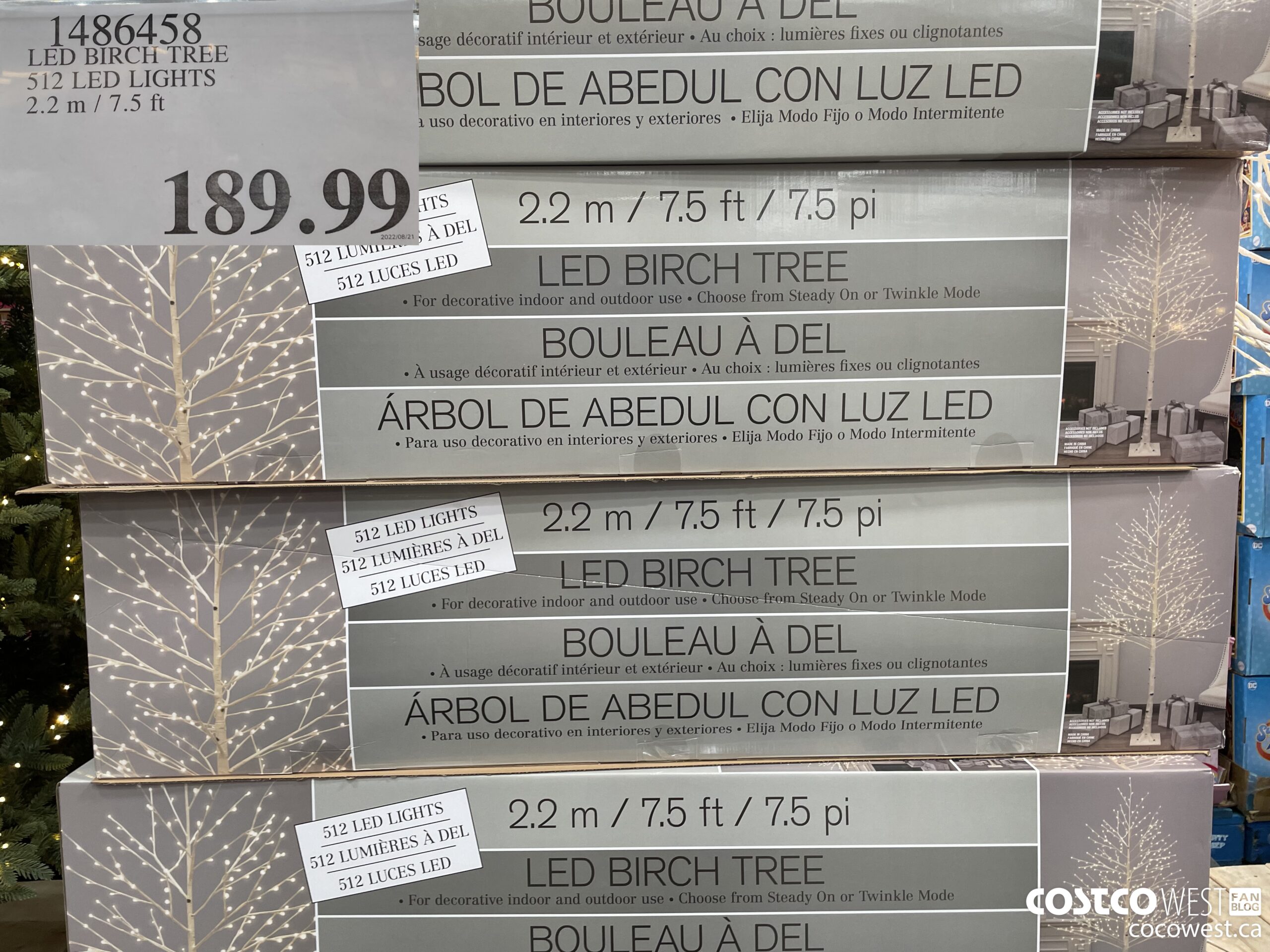 1486458 LED BIRCH TREE 512 LED LIGHTS 2.2 M / 7.5 FT $189.99