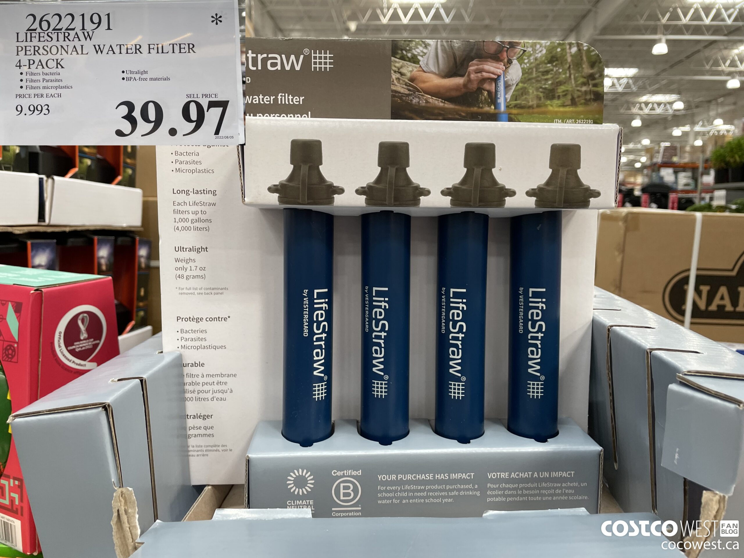 2622191 LIFESTRAW PERSONAL WATER FILTER 4-PACK $39.97