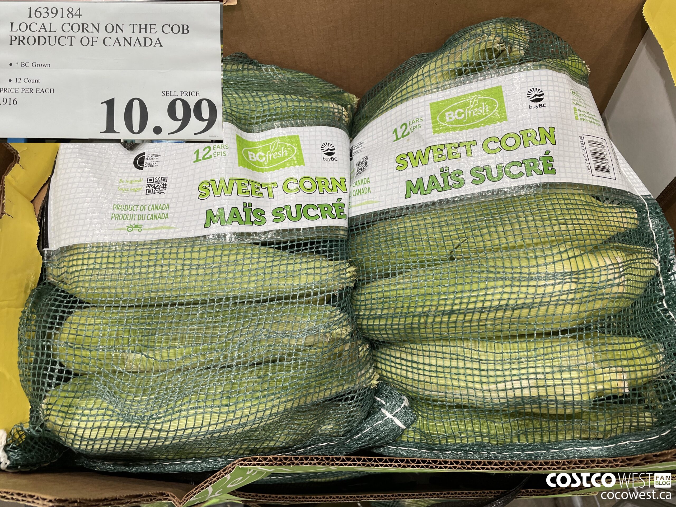 1639184 LOCAL CORN ON THE COB PRODUCT OF CANADA $10.99
