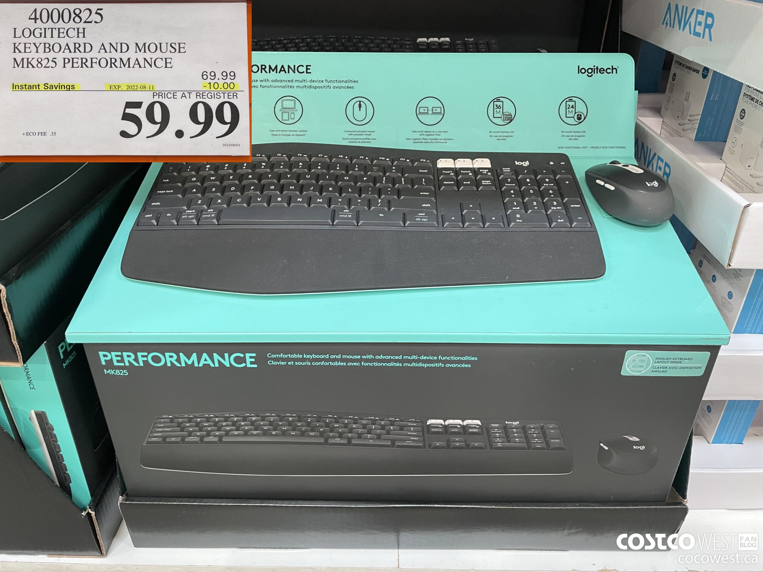 4000825 LOGITECH KEYBOARD AND MOUSE MK825 PERFORMANCE ($10.00 INSTANT SAVINGS EXPIRES ON 2022-08-11) $59.99