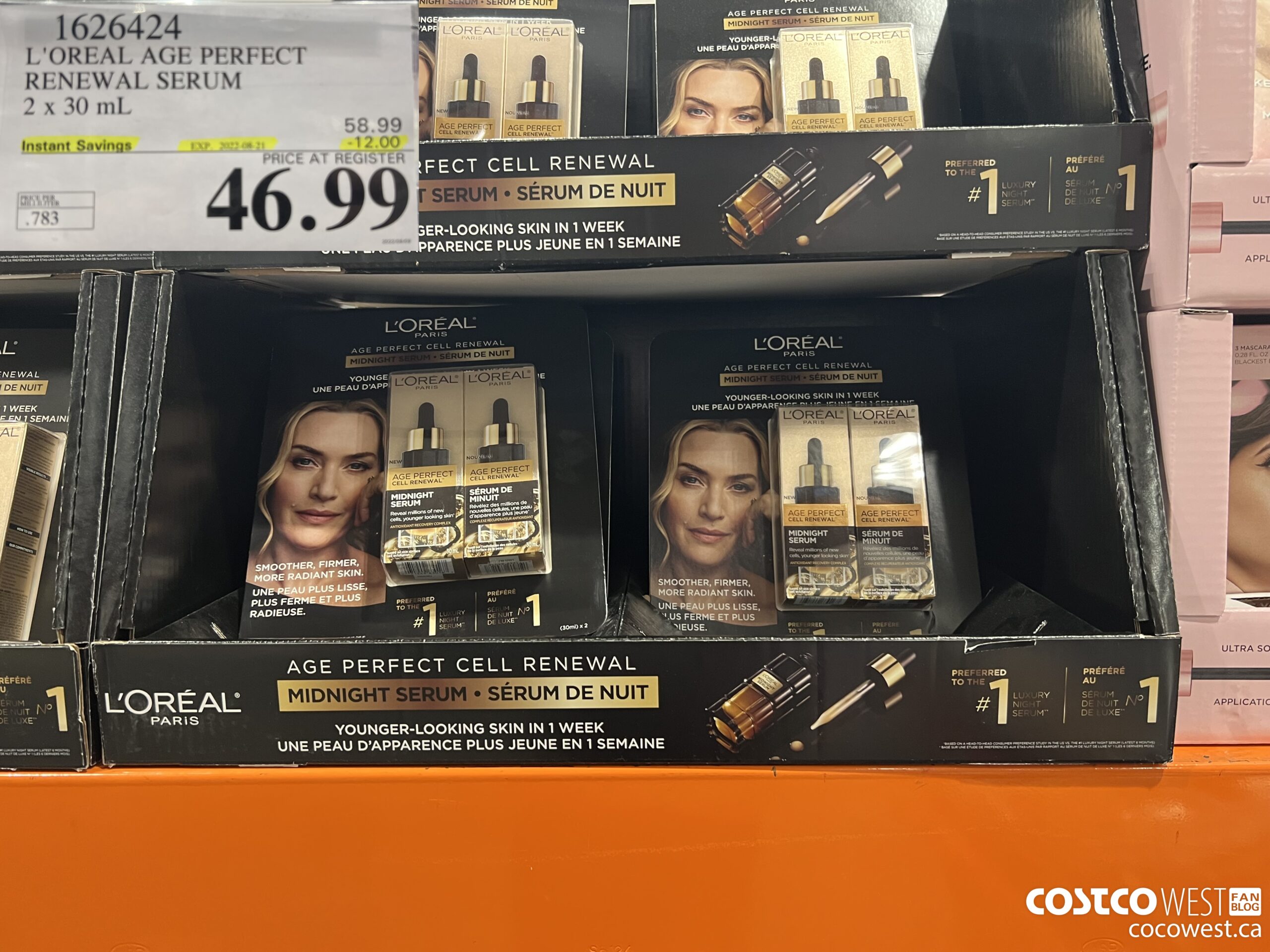 1626424 L'OREAL AGE PERFECT RENEWAL SERUM 2 X 30ML ($12.00 INSTANT SAVINGS EXPIRES ON 2022-08-21) $46.99