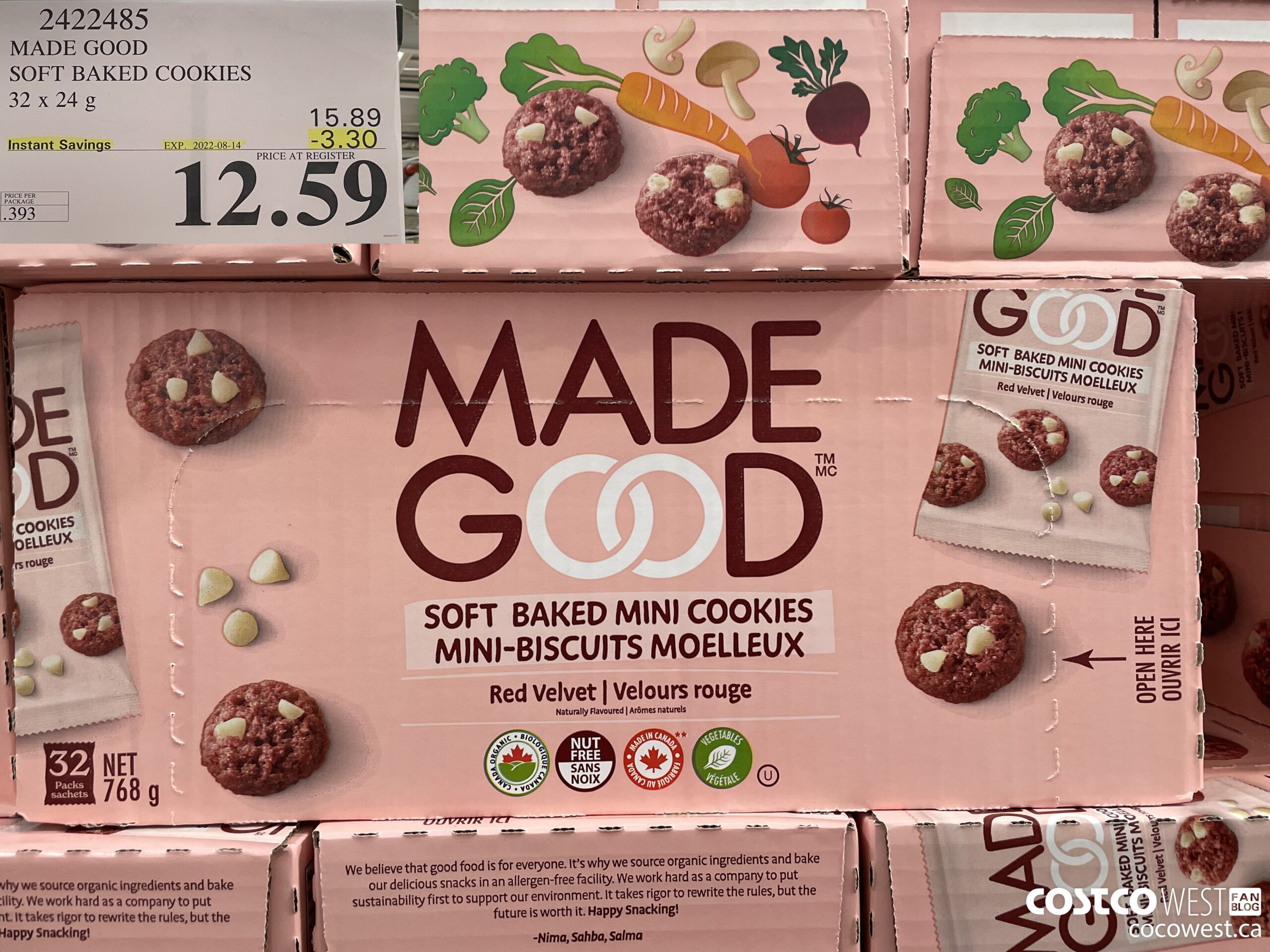 2422485 MADE GOOD SOFT BAKED COOKIES 32 x 24 g ($3.30 INSTANT SAVINGS EXPIRES ON 2022-08-14) $12.59