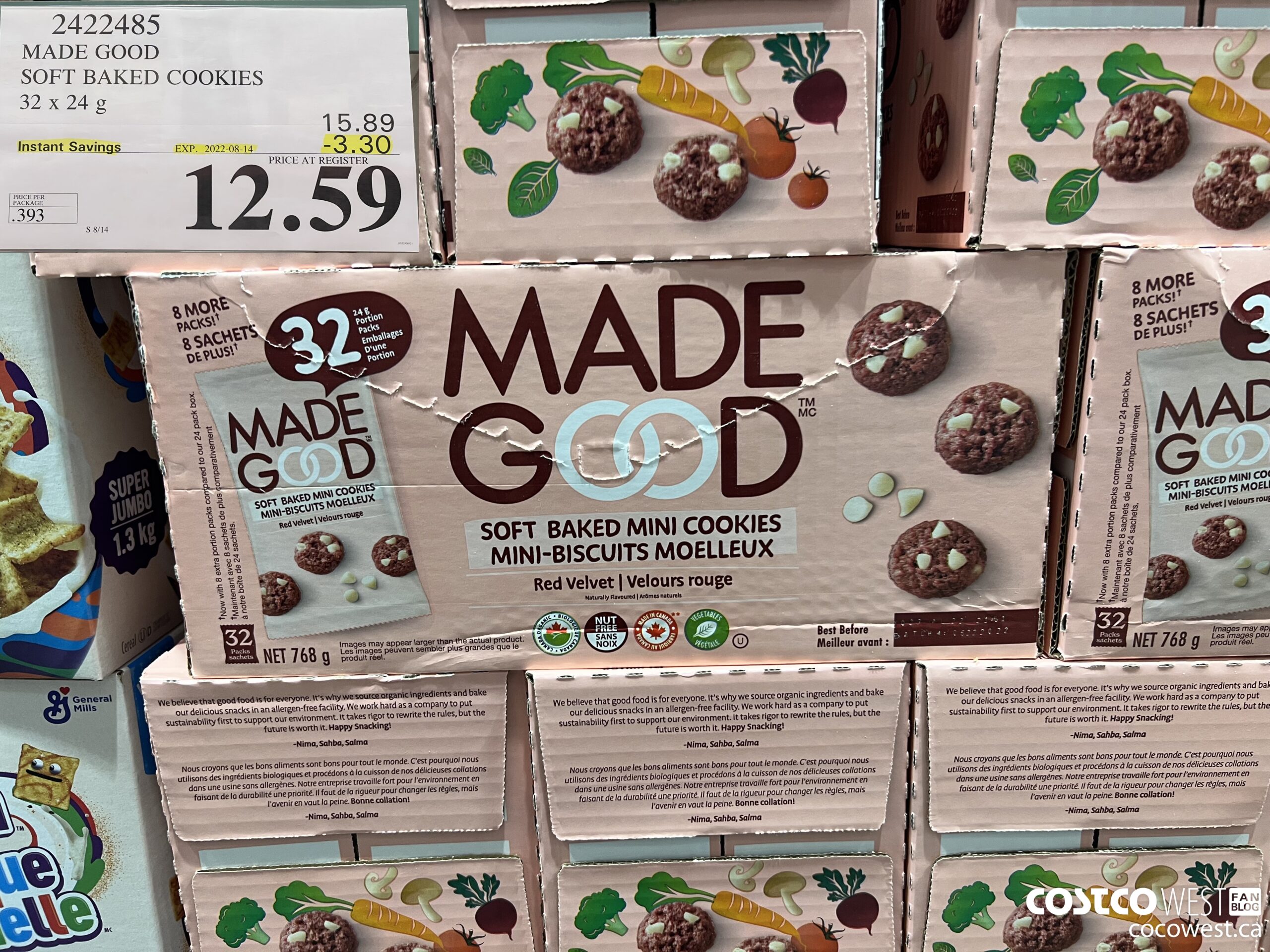 2422485 MADE GOOD SOFT BAKED COOKIES 32 x 24 g ($3.30 INSTANT SAVINGS EXPIRES ON 2022-08-14) $12.59