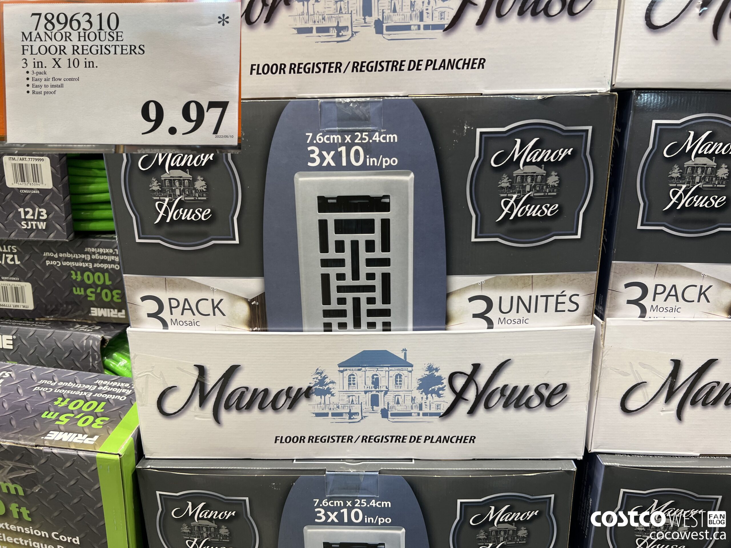 7896310 MANOR HOUSE FLOOR REGISTERS 3 IN. X 10 IN. $9.97