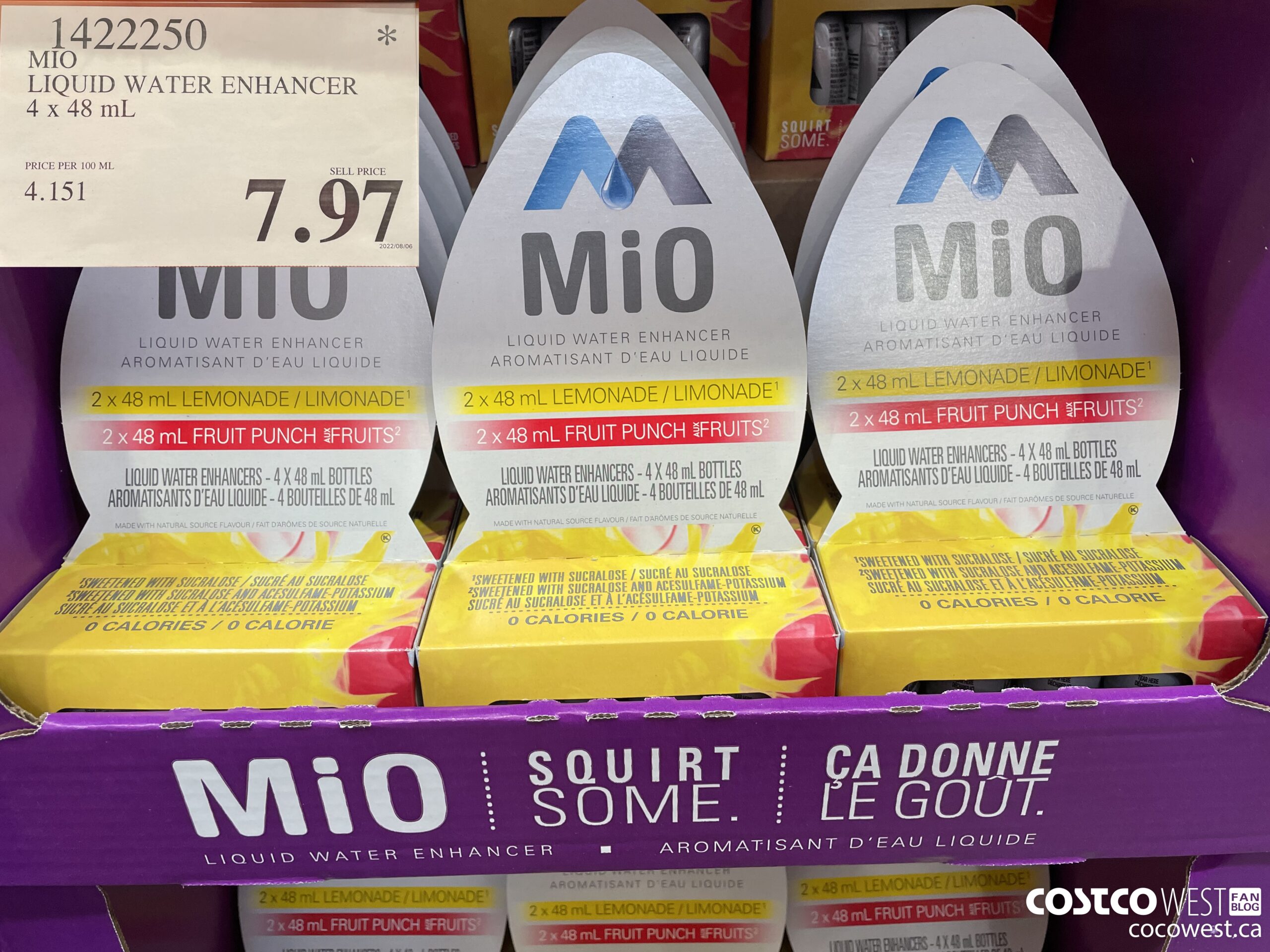 1422250 MIO LIQUID WATER ENHANCER 4 x 48 mL $7.97