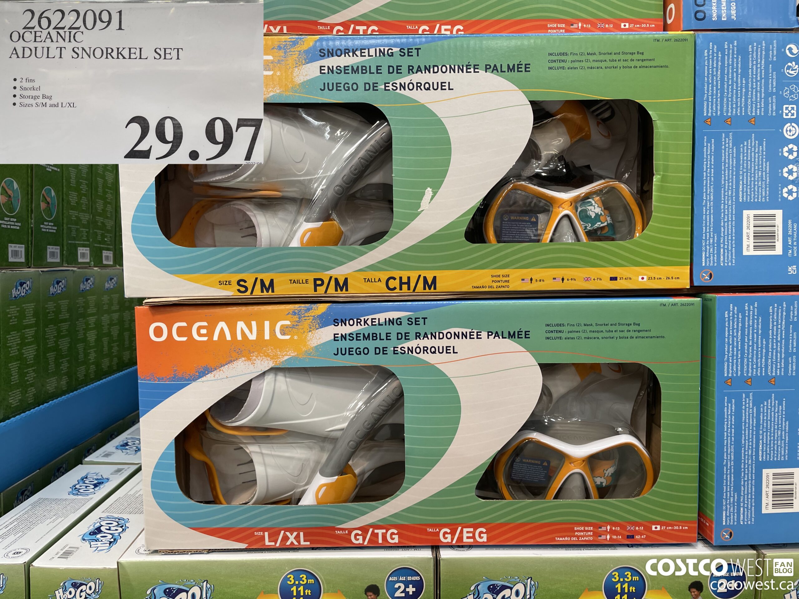 2622091 OCEANIC ADULT SNORKEL SET $29.97