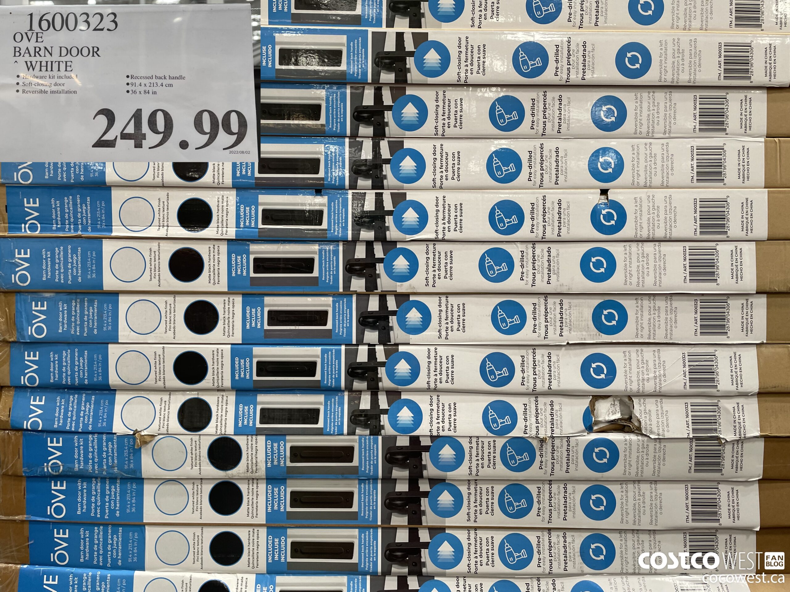 1600323 OVE BARN DOOR WHITE  $249.99
