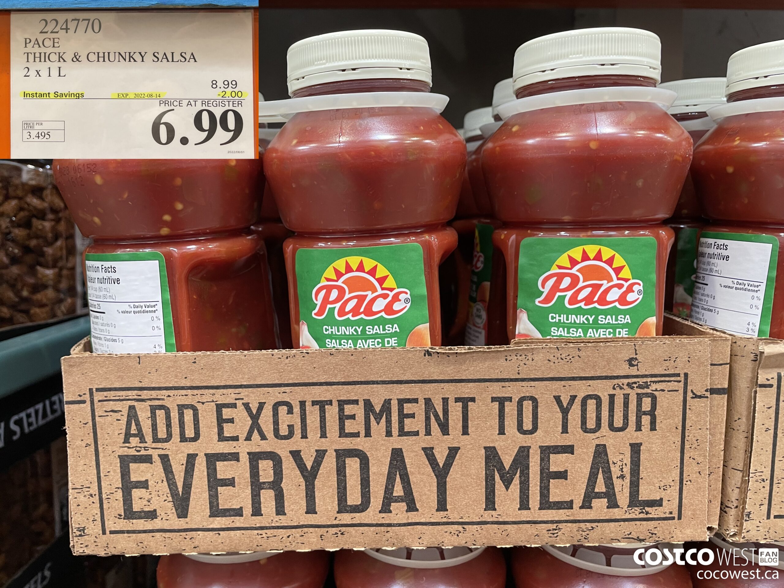 224770 PACE THICK & CHUNKY SALSA 2 X 1L ($2.00 INSTANT SAVINGS EXPIRES ON 2022-08-14) $6.99