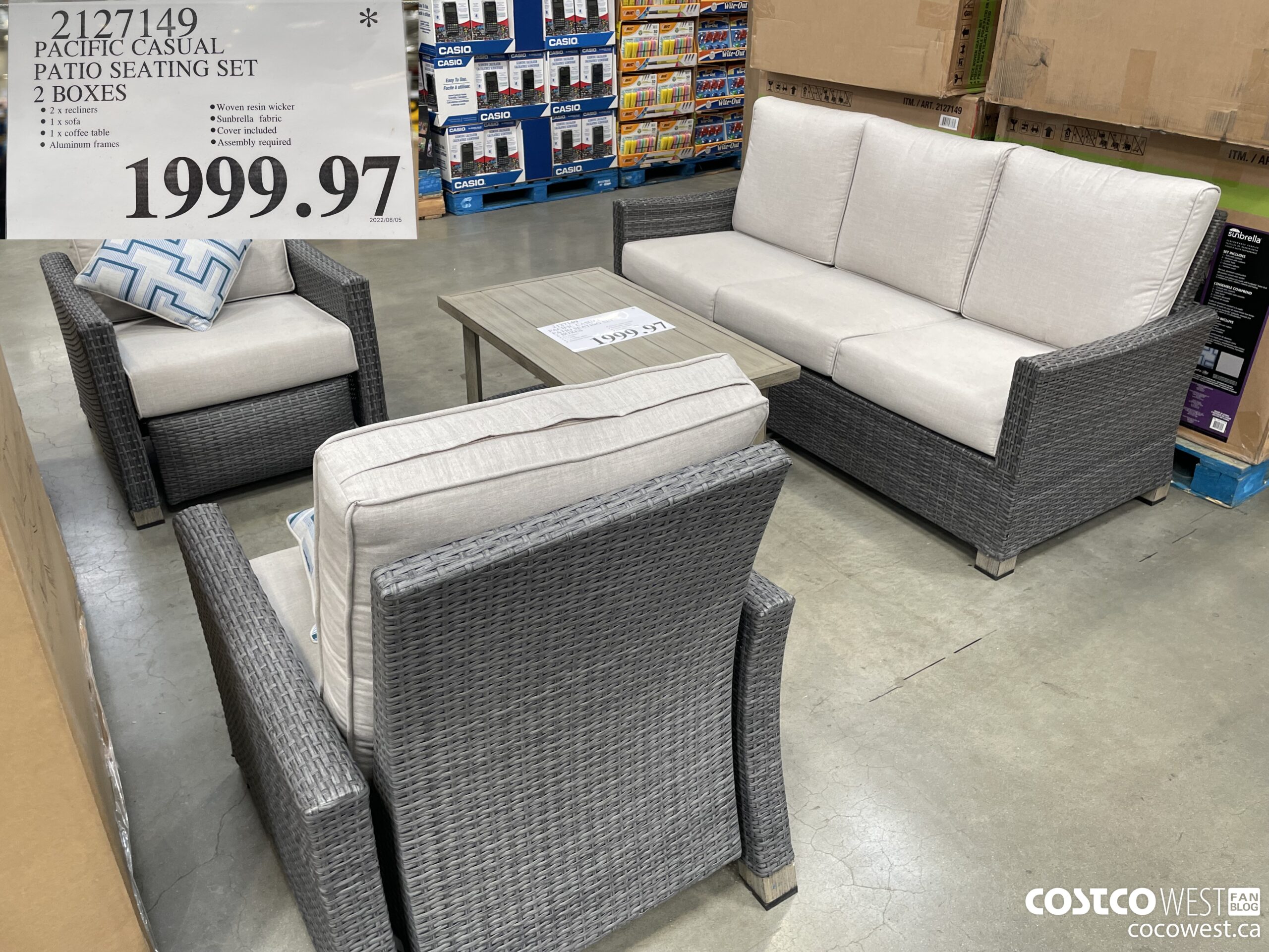 2127149 PACIFIC CASUAL PATIO SEATING SET 2 BOXES $1999.97