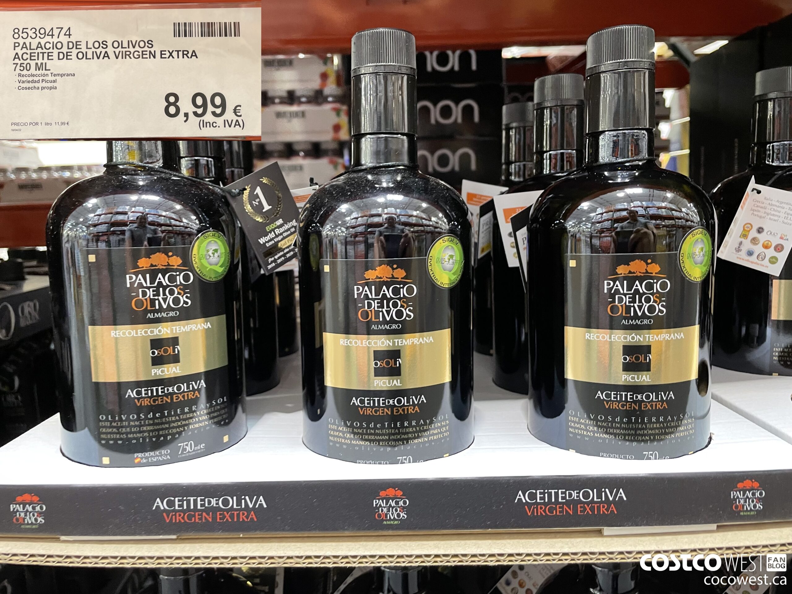 8539474 PALACIO DE LOS OLIVOS ACEITE DE OLIVA VIRGEN EXTRA 750 ML $8.99