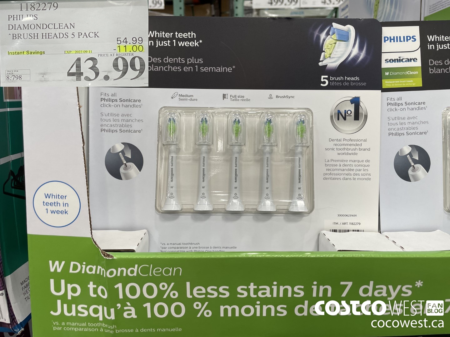 1182279 PHILIPS DIAMONDCLEAN BRUSH HEADS 5 PACK ($11.00 INSTANT SAVINGS EXPIRES ON 2022-09-11) $43.99