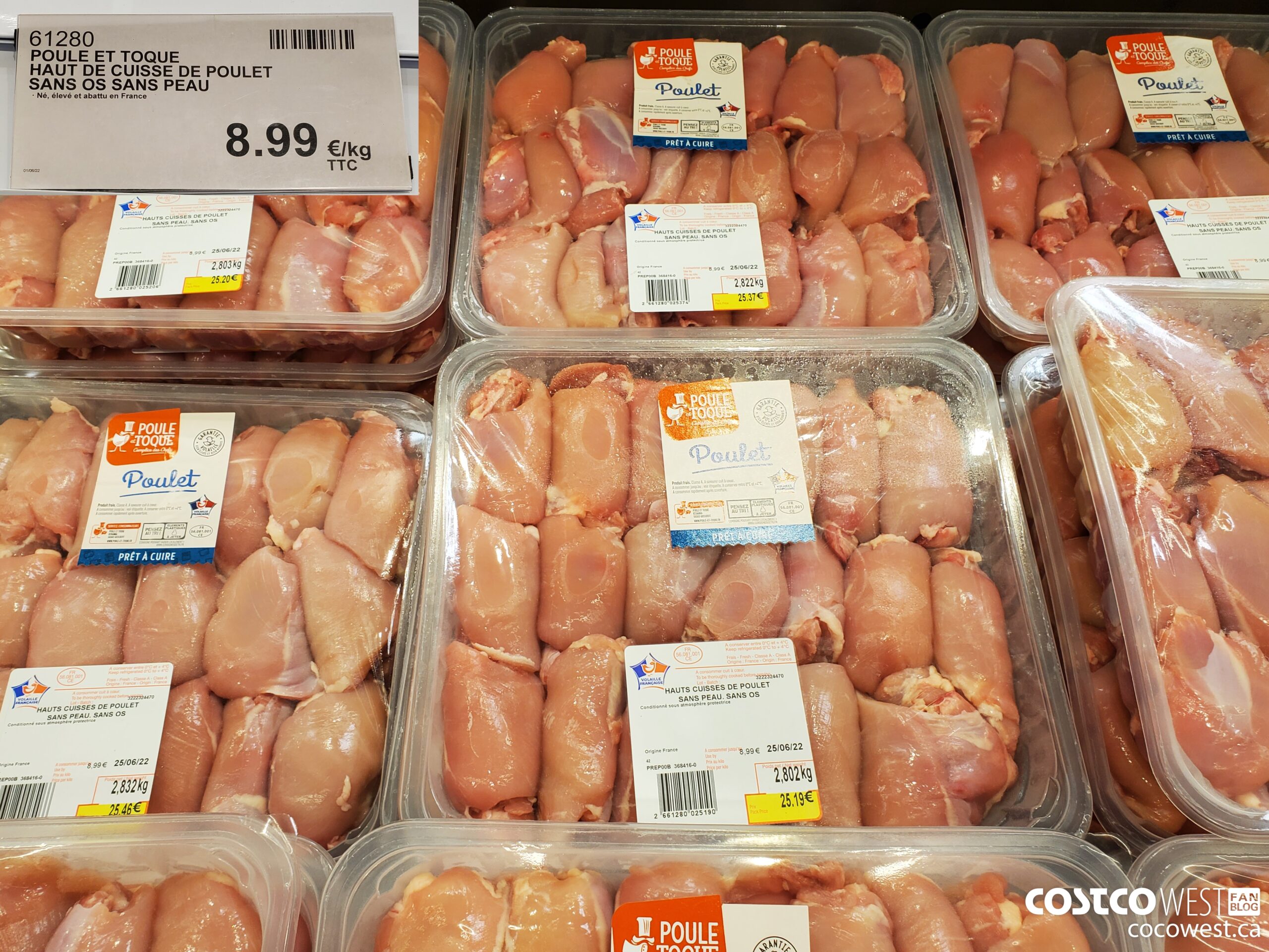 61280 POULE ET TOQUE HAUT DE CUISSE DE POULET SANS OS SANS PEAU $8.99