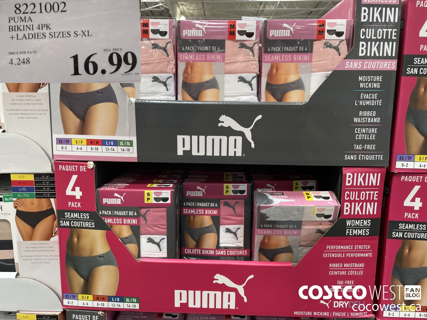 8221002 PUMA BIKINI 4PK LADIES SIZES S-XL $16.99
