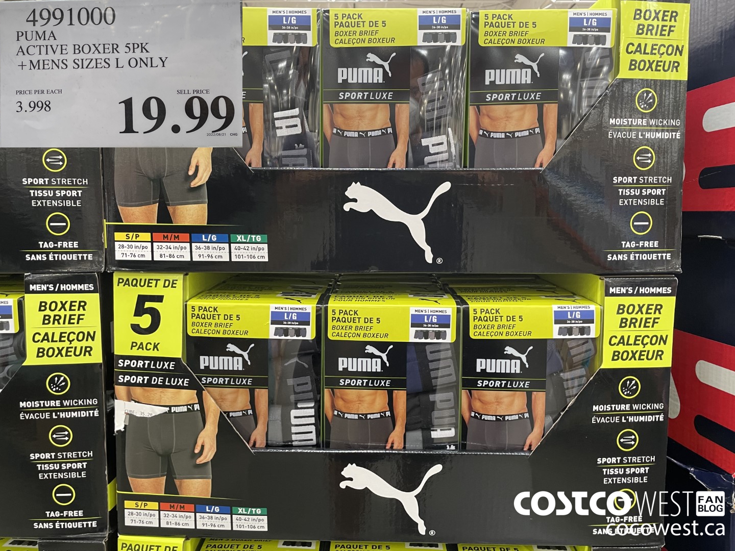 4991000 PUMA BOXER 5PK MENS SIZES S-XL $19.99