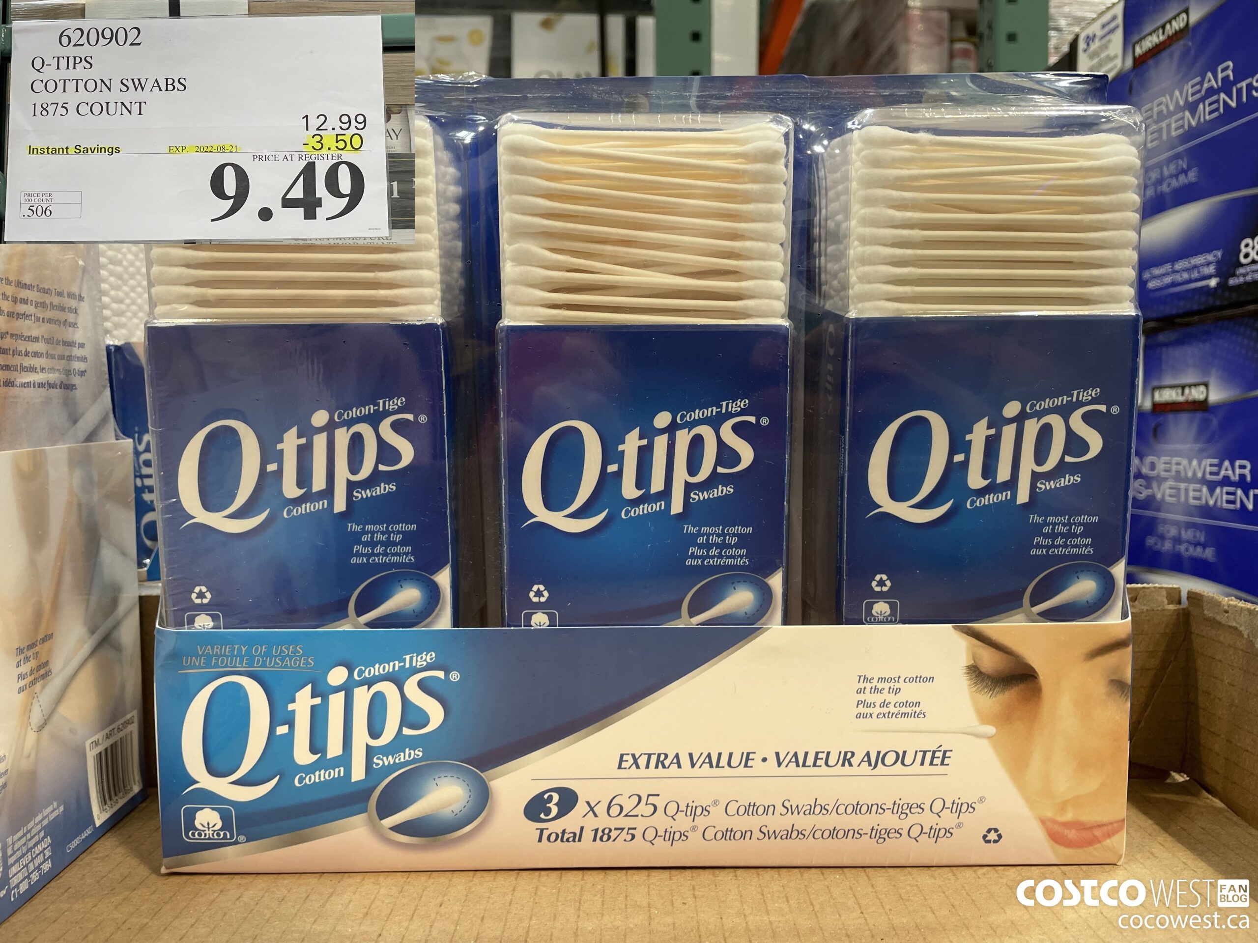 620902 Q-TIPS COTTON SWABS 1875 COUNT ($3.50 INSTANT SAVINGS EXPIRES ON 2022-08-21) $9.49